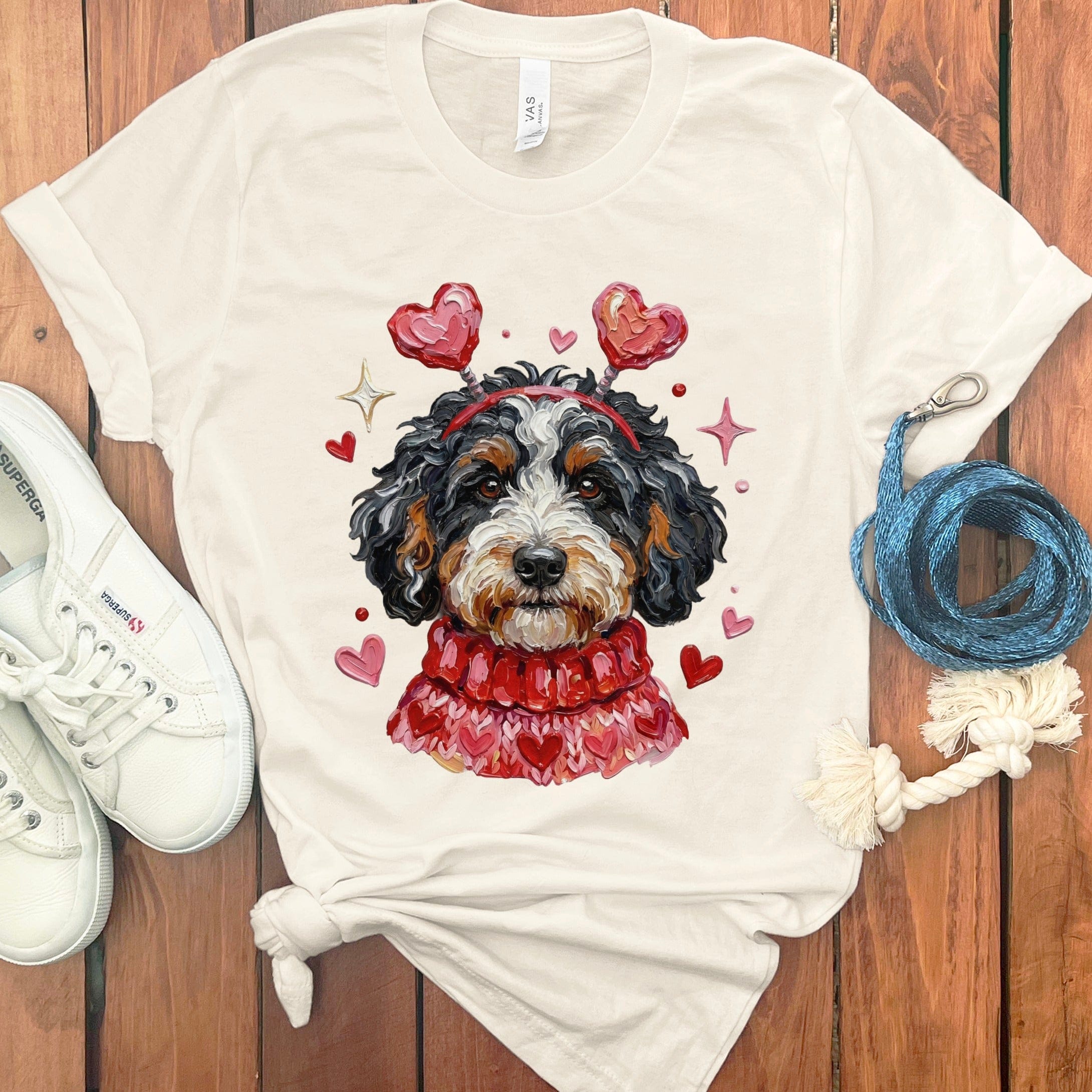 Bernedoodle Valentine T-Shirt in Natural / S by Puppy Jo