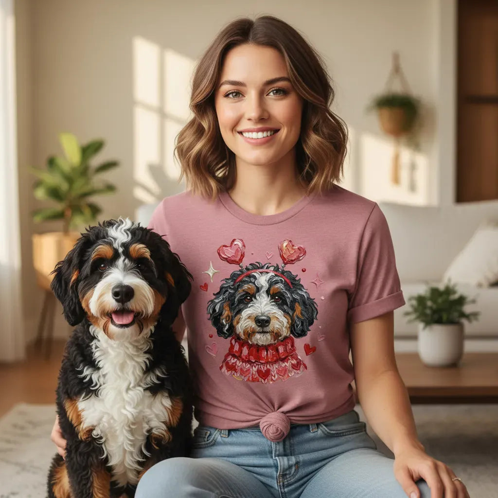 Bernedoodle Valentine T-Shirt in by Puppy Jo