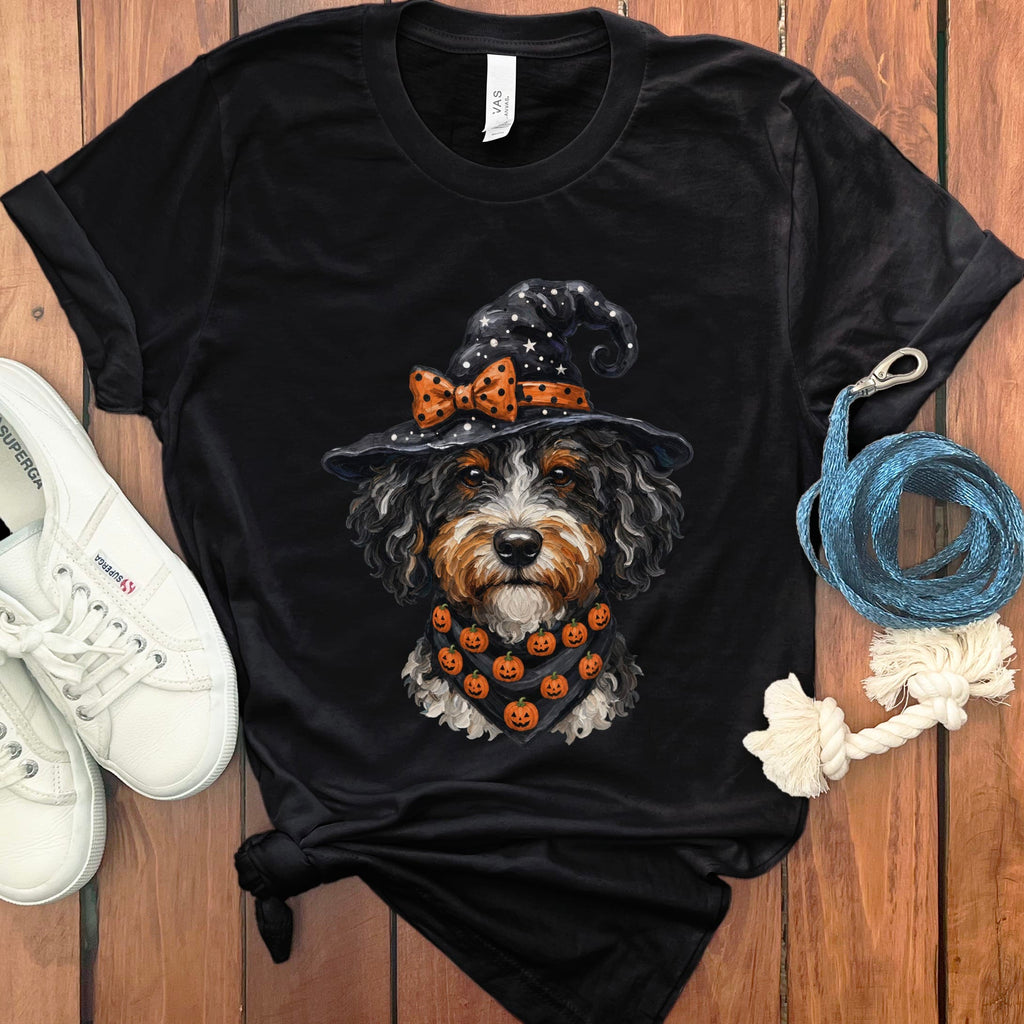 Bernedoodle Witch Hat T-Shirt in Black / S by MyDesigns