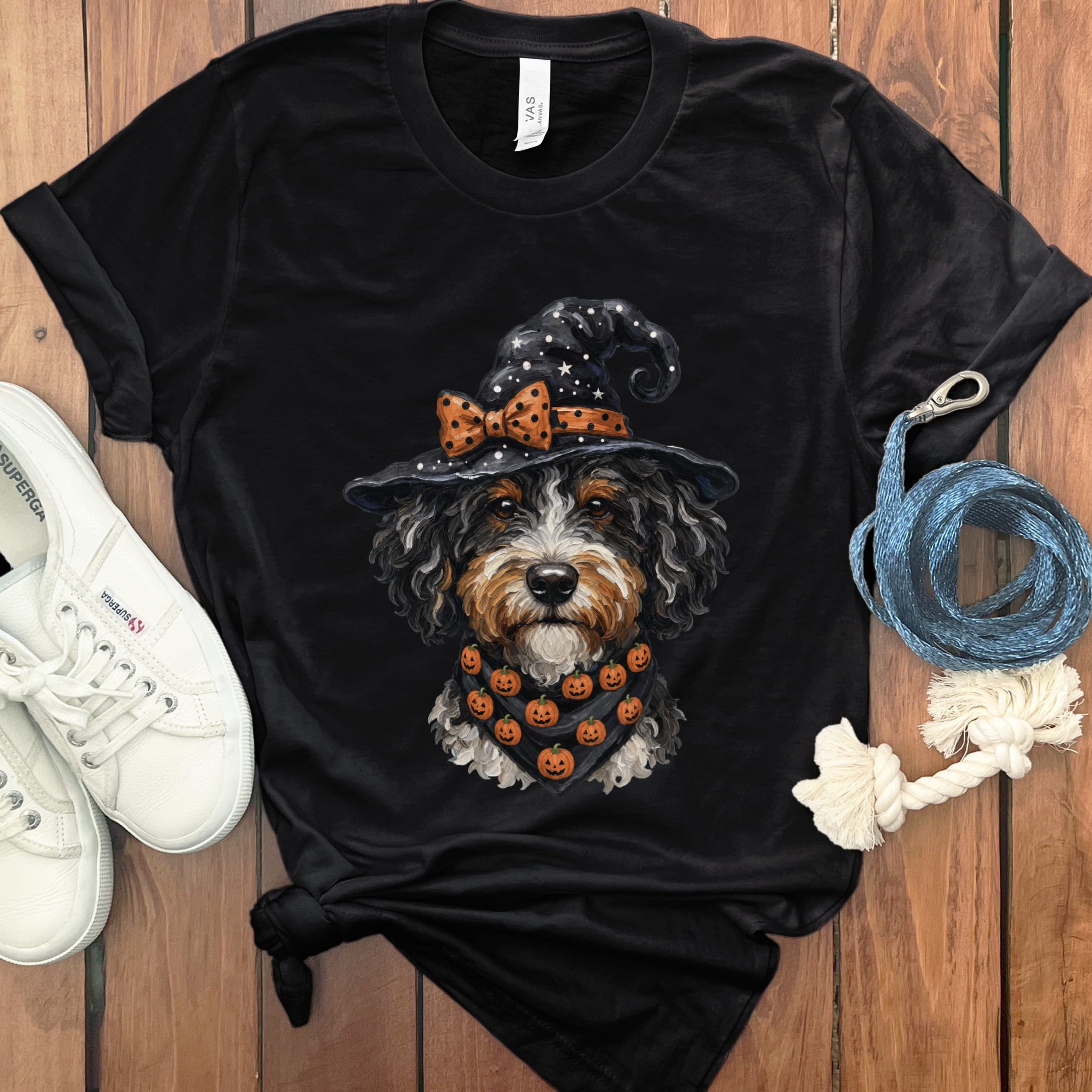 Bernedoodle Witch Hat T-Shirt in Black / S by MyDesigns