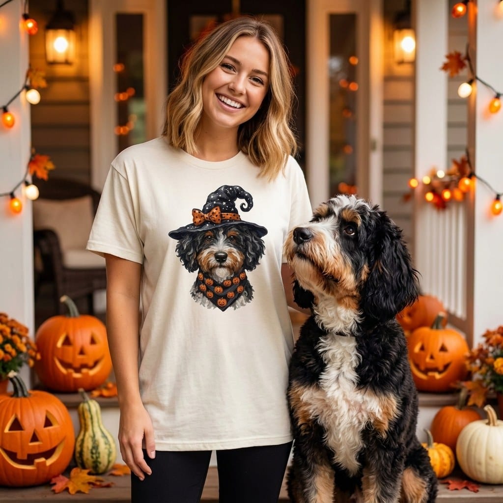 Bernedoodle Witch Hat T-Shirt in by MyDesigns