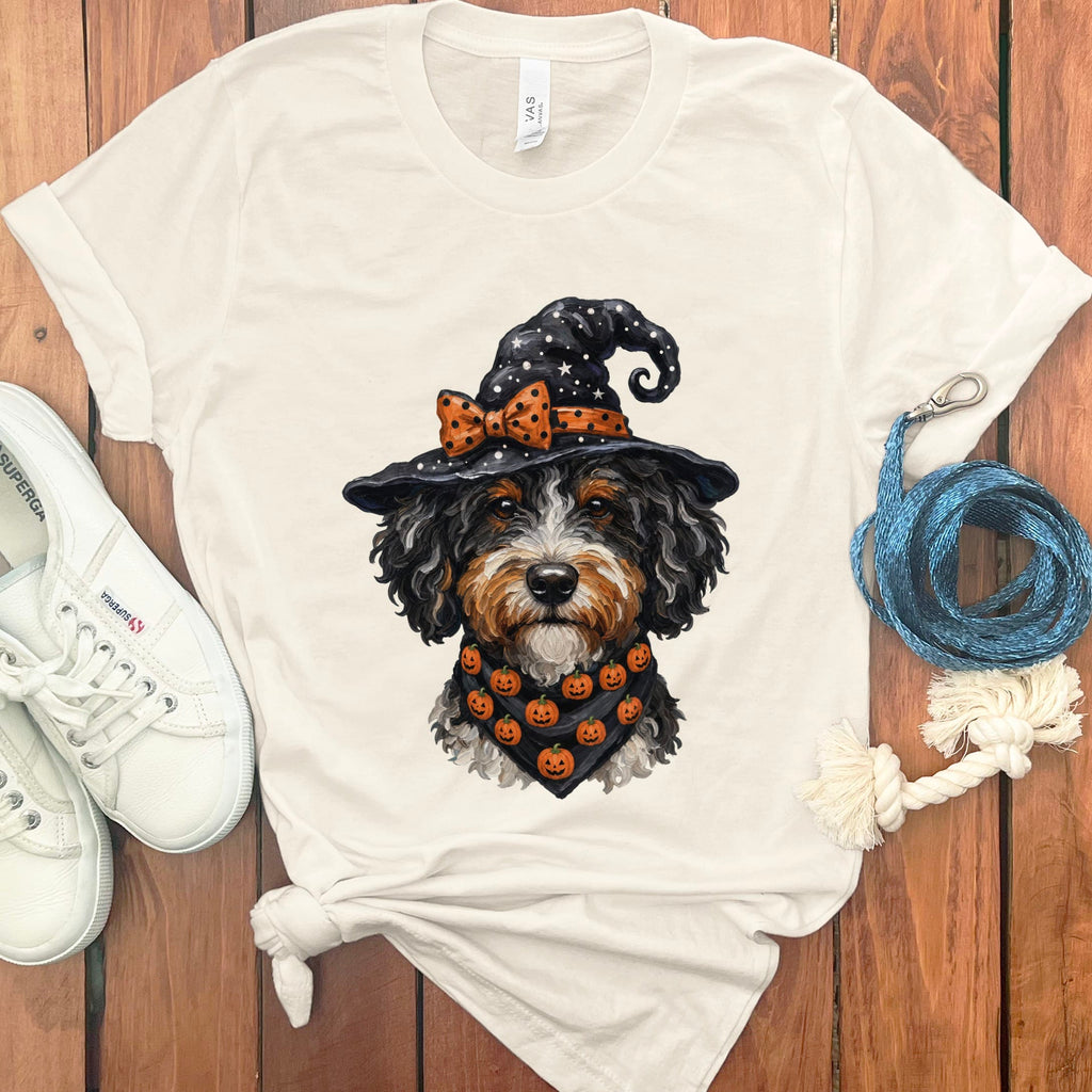 Bernedoodle Witch Hat T-Shirt in Natural / S by MyDesigns