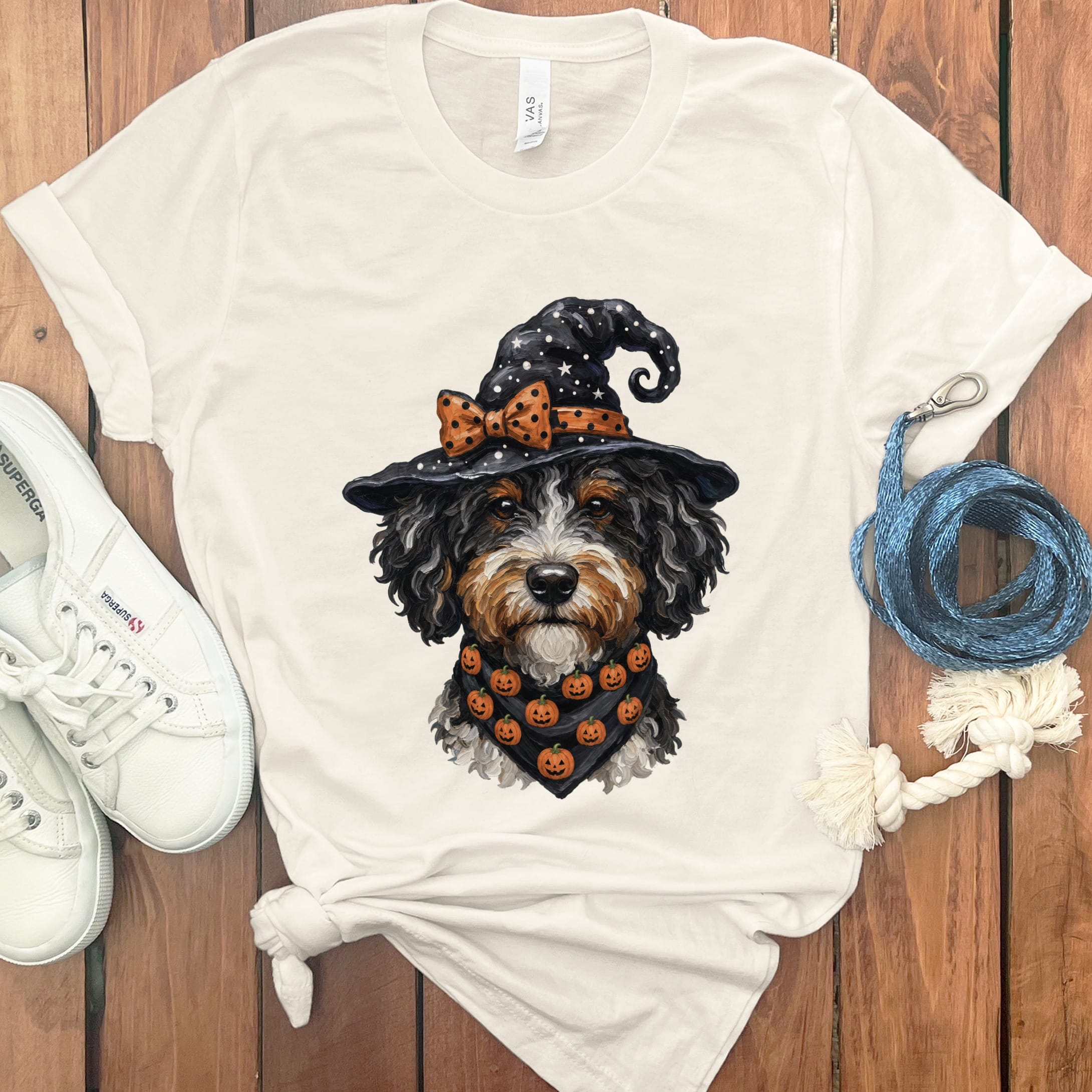 Bernedoodle Witch Hat T-Shirt in Natural / S by MyDesigns