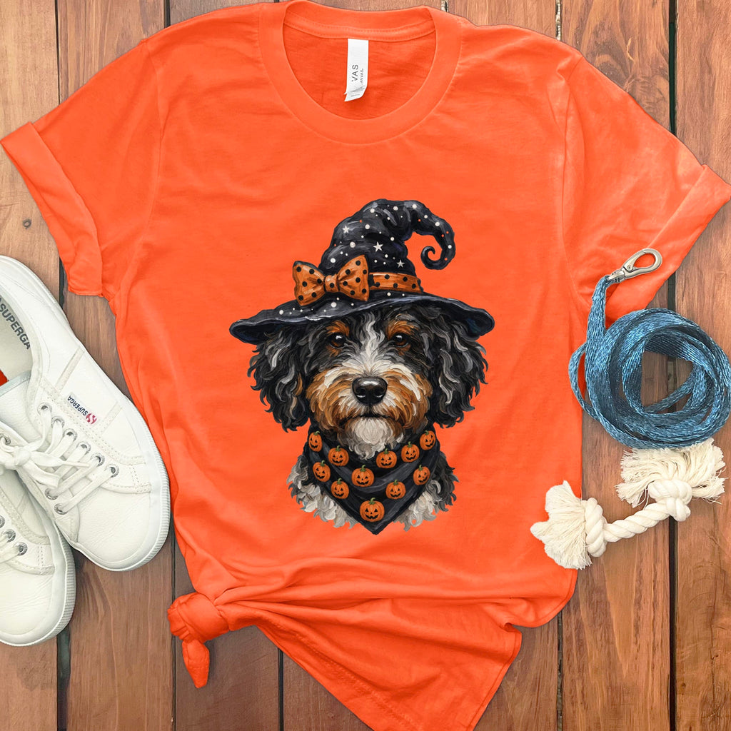 Bernedoodle Witch Hat T-Shirt in Orange / S by MyDesigns