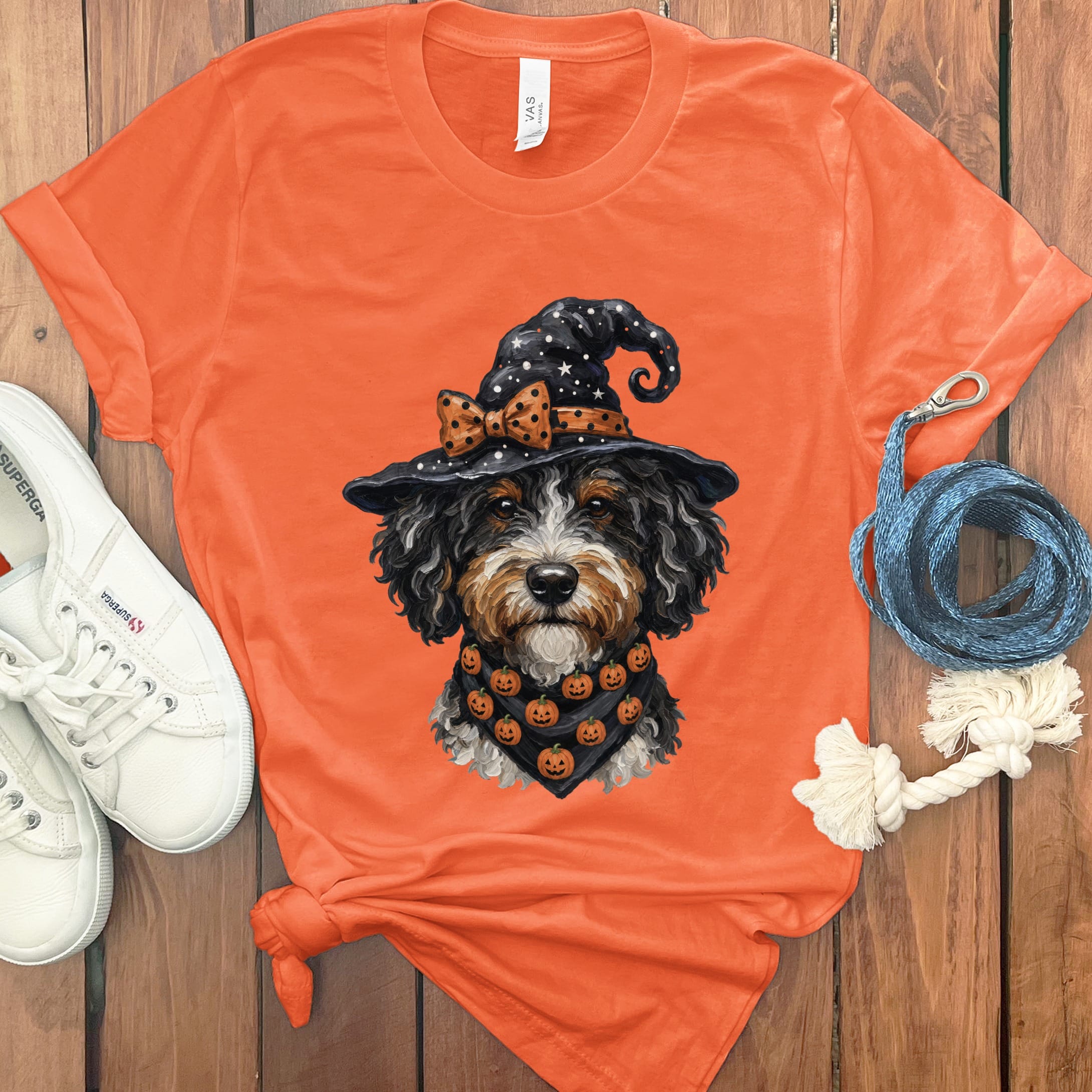 Bernedoodle Witch Hat T-Shirt in Orange / S by MyDesigns