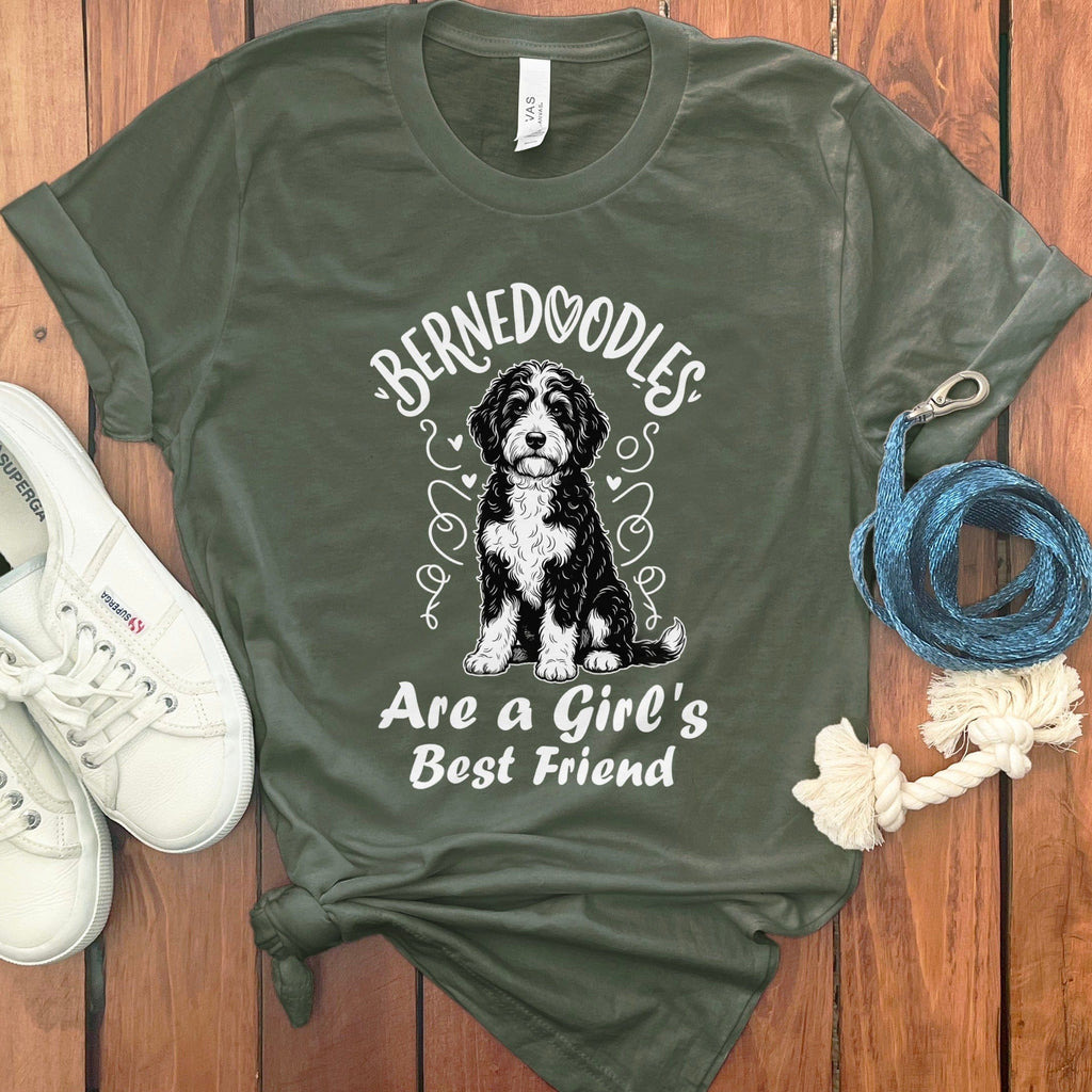 Bernedoodles Best Friend T-Shirt in Military Green / S by Puppy Jo