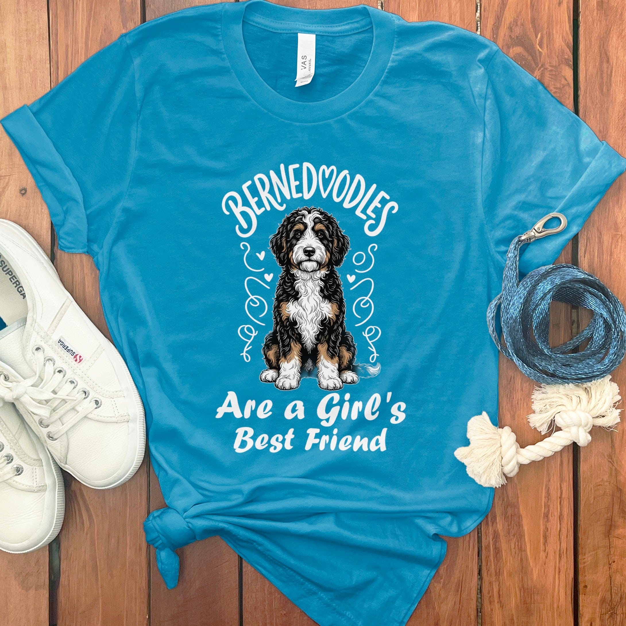 Bernedoodles Girl's Friend T-Shirt in Aqua / S by Puppy Jo