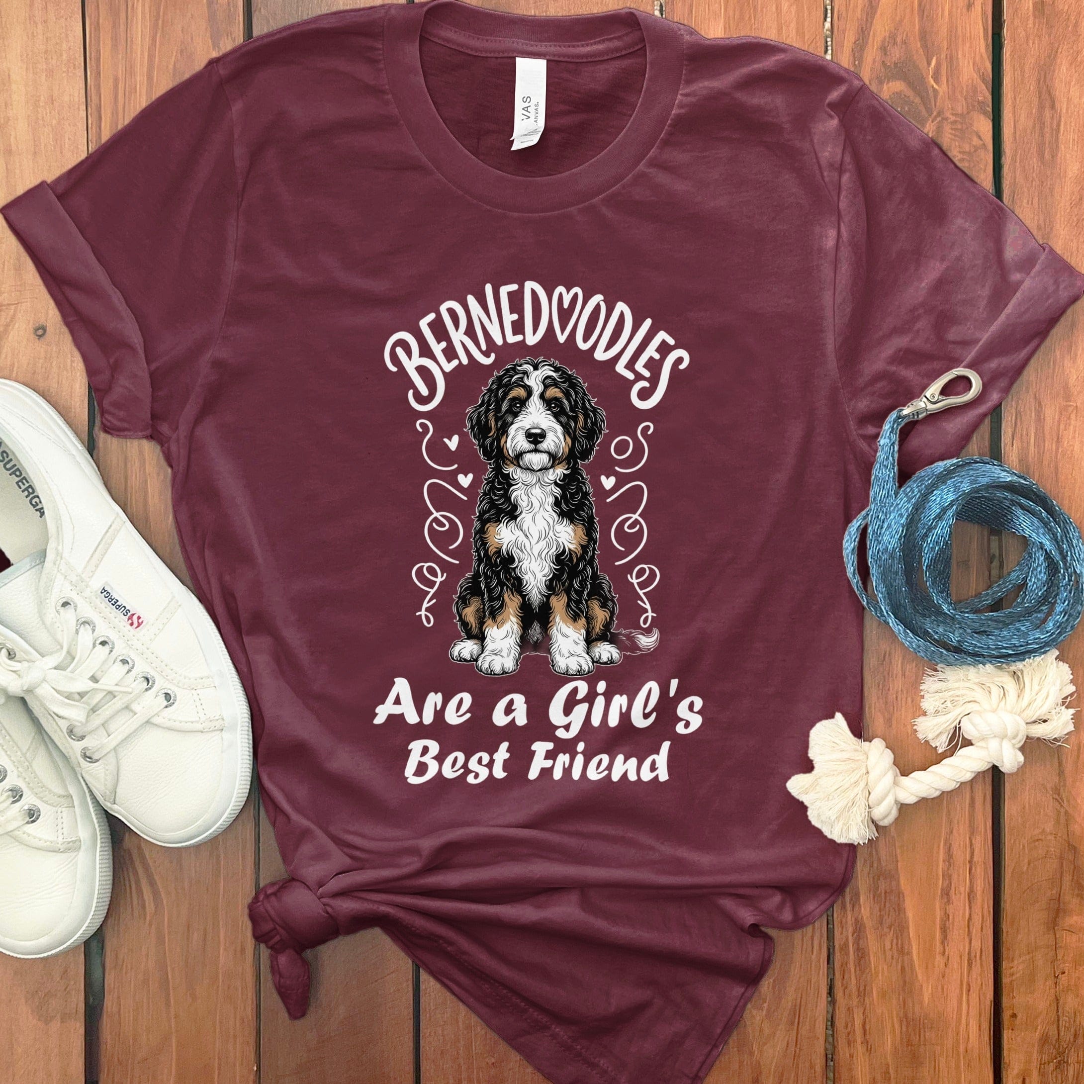 Bernedoodles Girl's Friend T-Shirt in Maroon / S by Puppy Jo