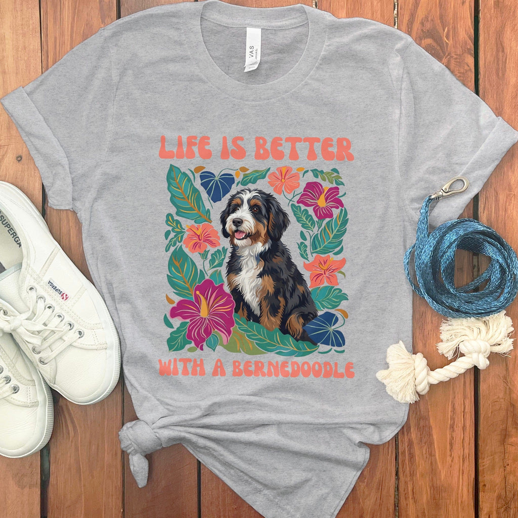 Better With a Bernedoodle in Athletic Heather / S by Puppy Jo