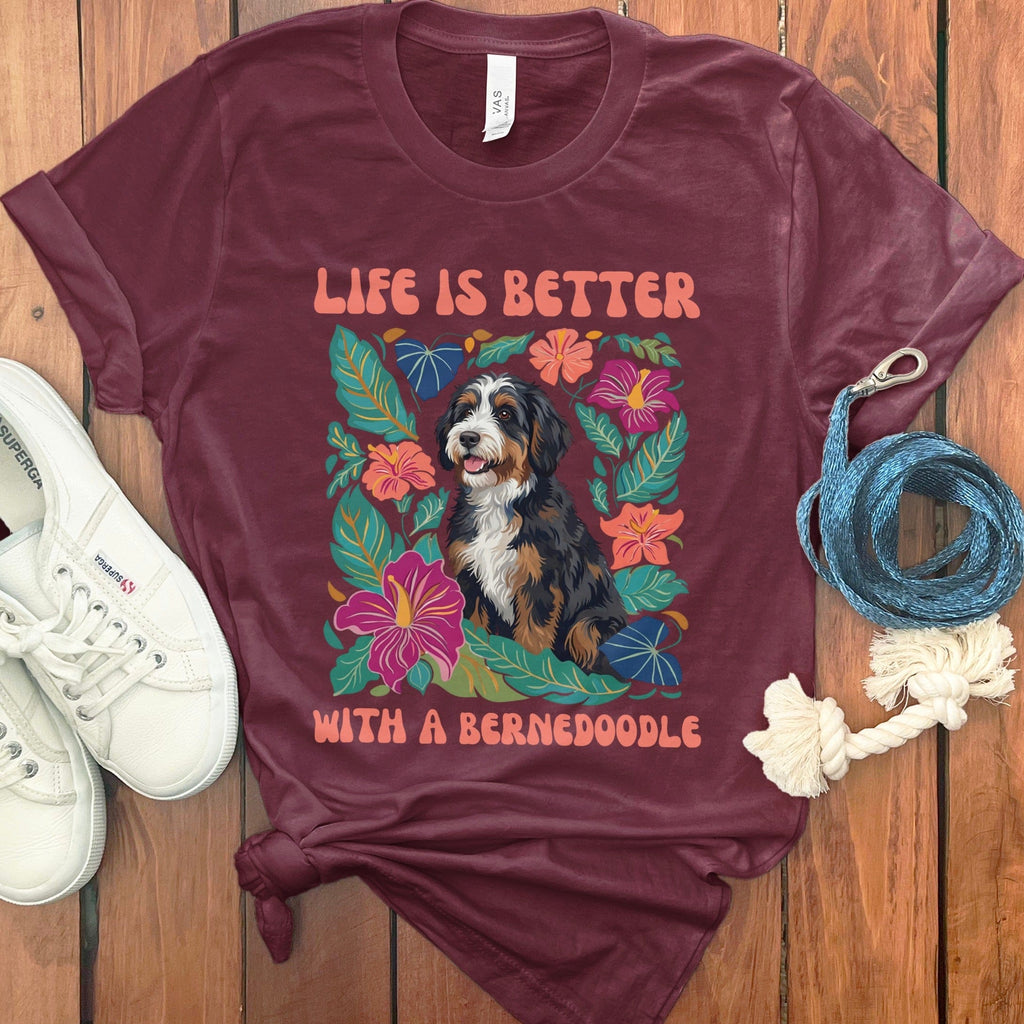 Better With a Bernedoodle in Maroon / S by Puppy Jo