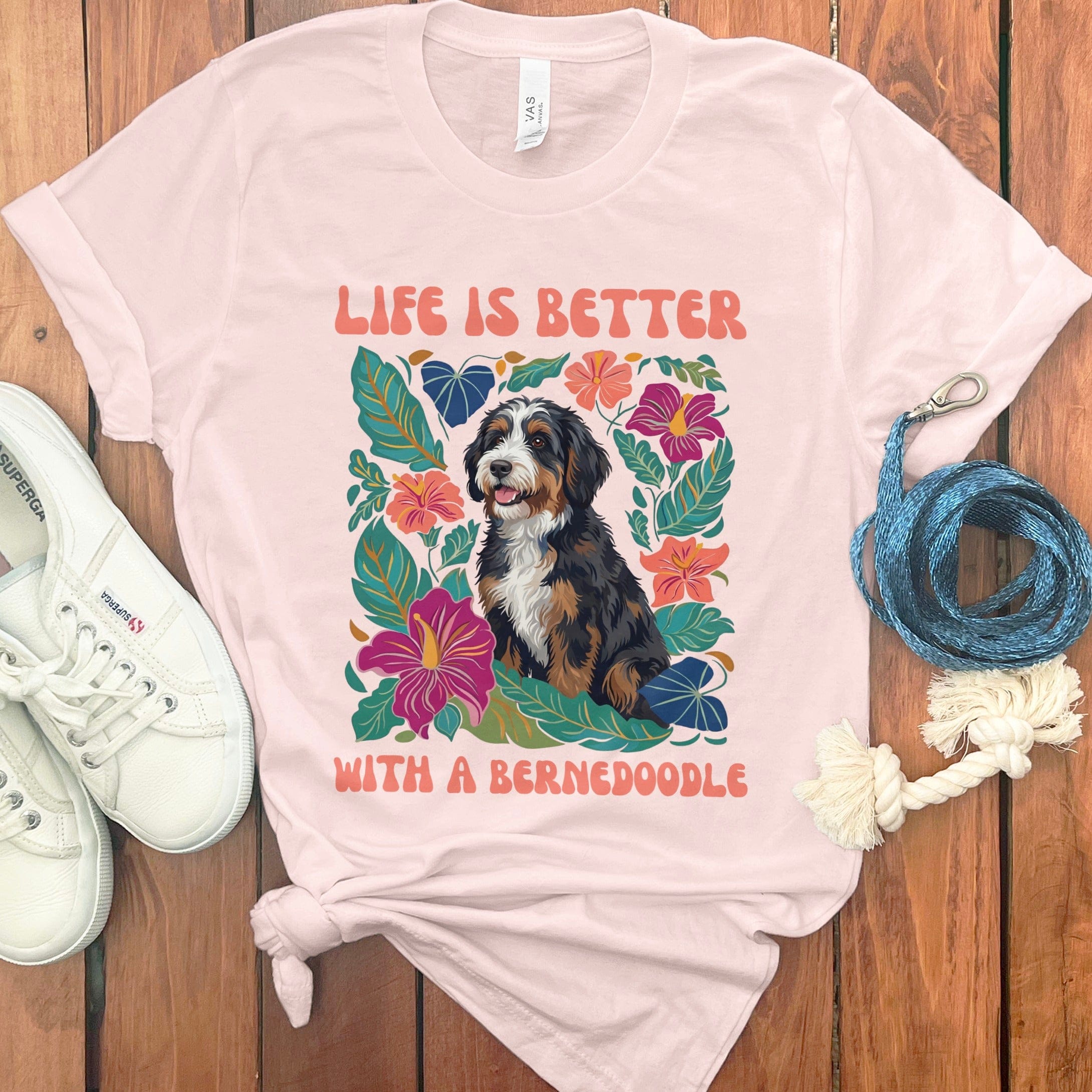 Better With a Bernedoodle in Soft Pink / S by Puppy Jo