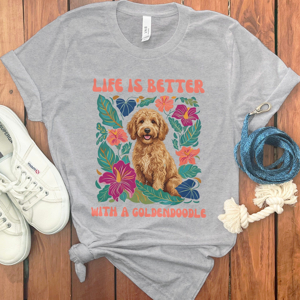 Better With a Goldendoodle T-Shirt in Athletic Heather / S by Puppy Jo