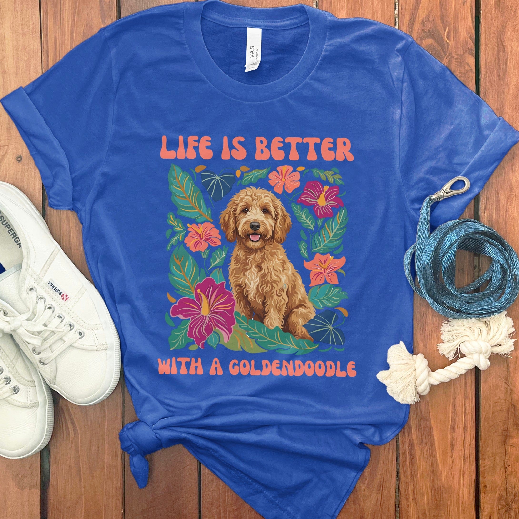 Better With a Goldendoodle T-Shirt in True Royal / S by Puppy Jo
