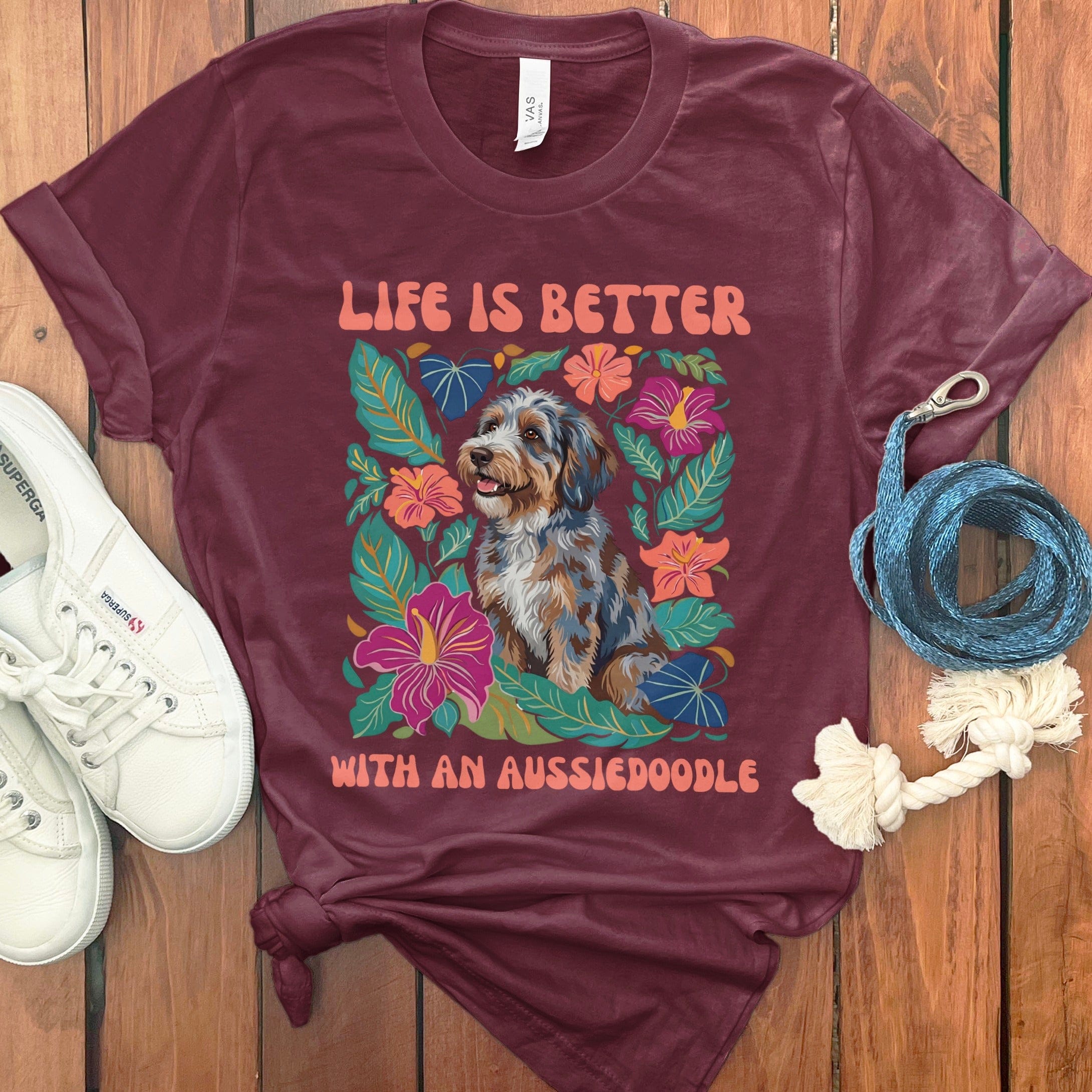 Better With an Aussiedoodle in Maroon / S by Puppy Jo