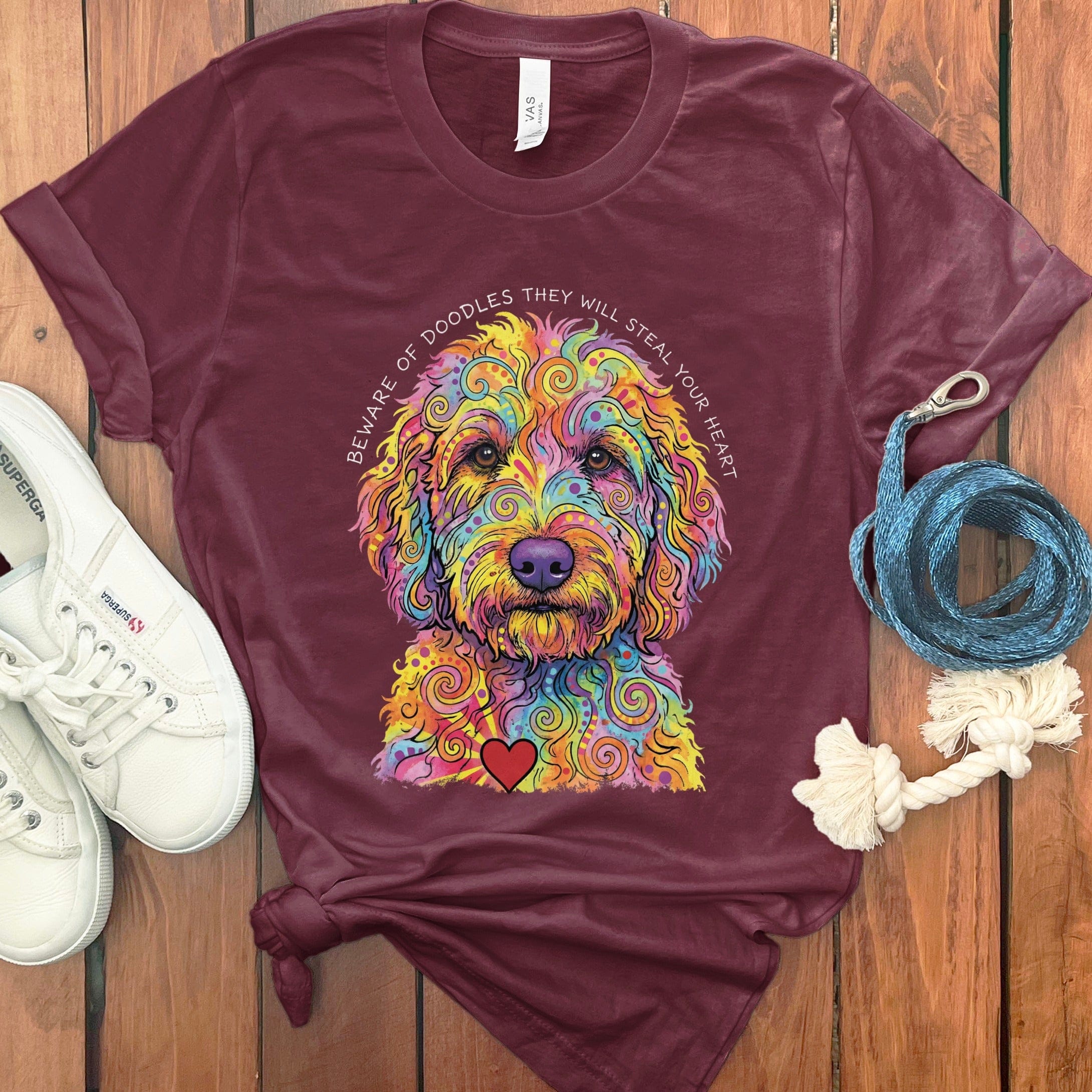 Beware Steal Heart T-Shirt in Maroon / S by Puppy Jo