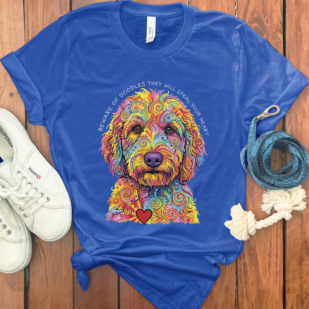 Beware Steal Heart T-Shirt in True Royal / S by Puppy Jo