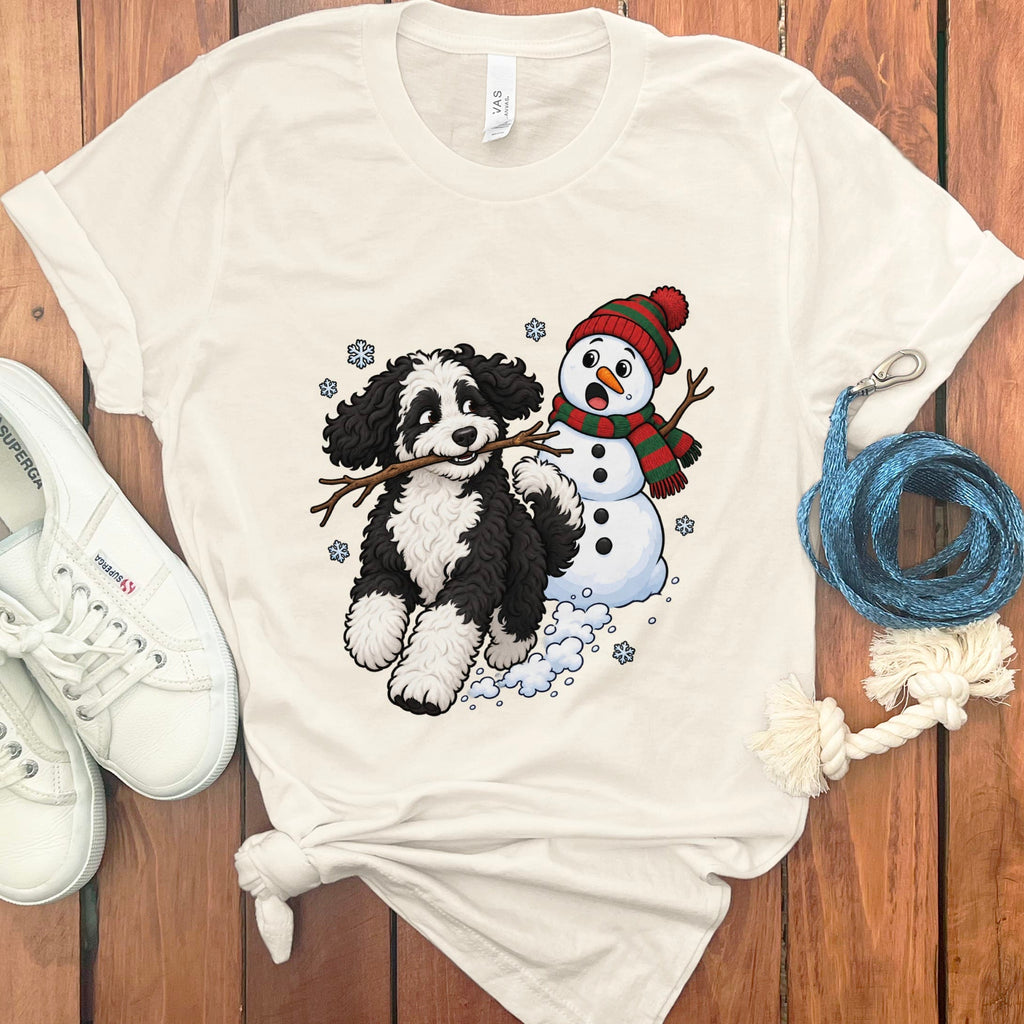 Sheepadoodle Snowman T-Shirt in Natural / S by Puppy Jo