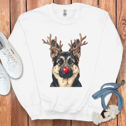 German Shepherd Reindeer Sweatshirt Holiday Apparel