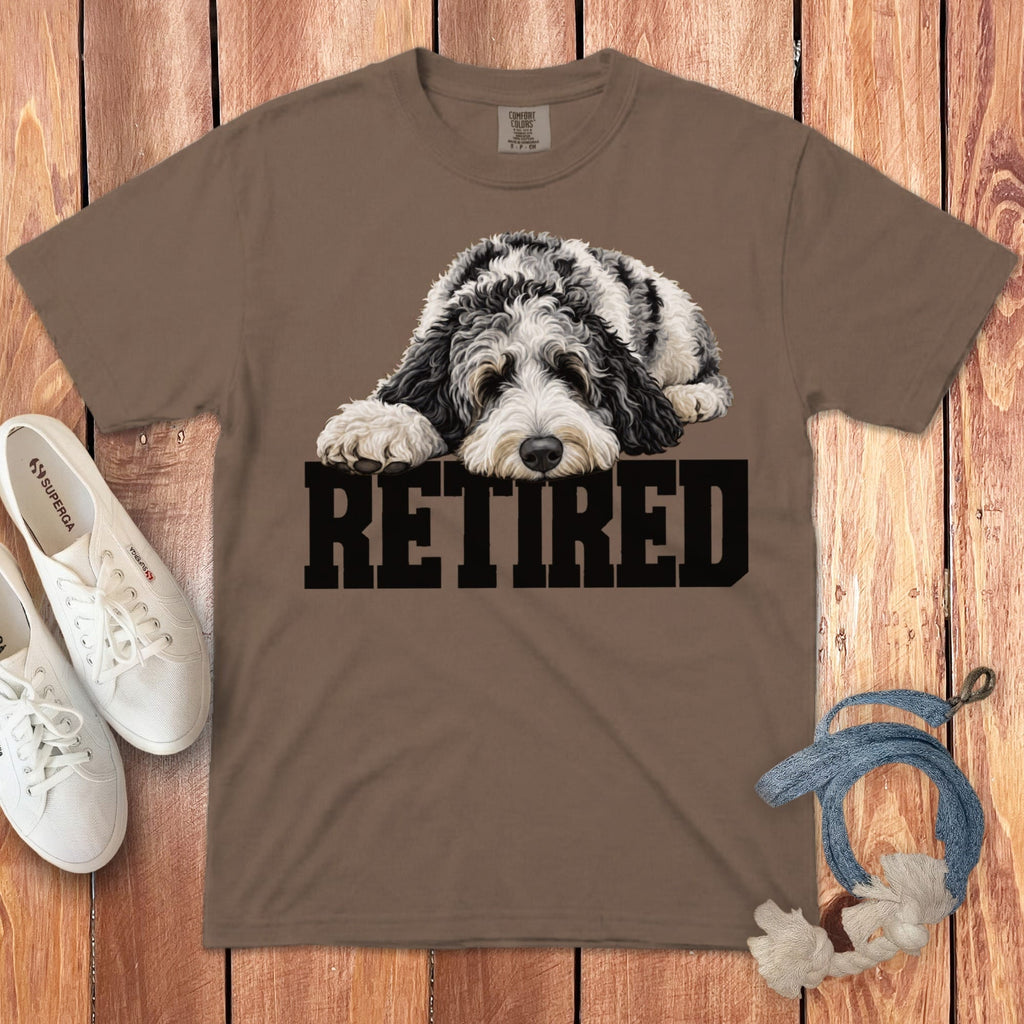 Retired Sleeping Merle Goldendoodle Signature T-Shirt in Espresso / S by Puppy Jo