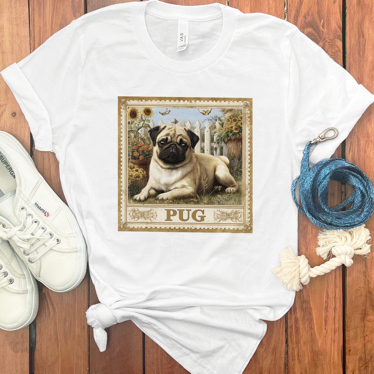 Adorable Pug Illustration White T-Shirt product type