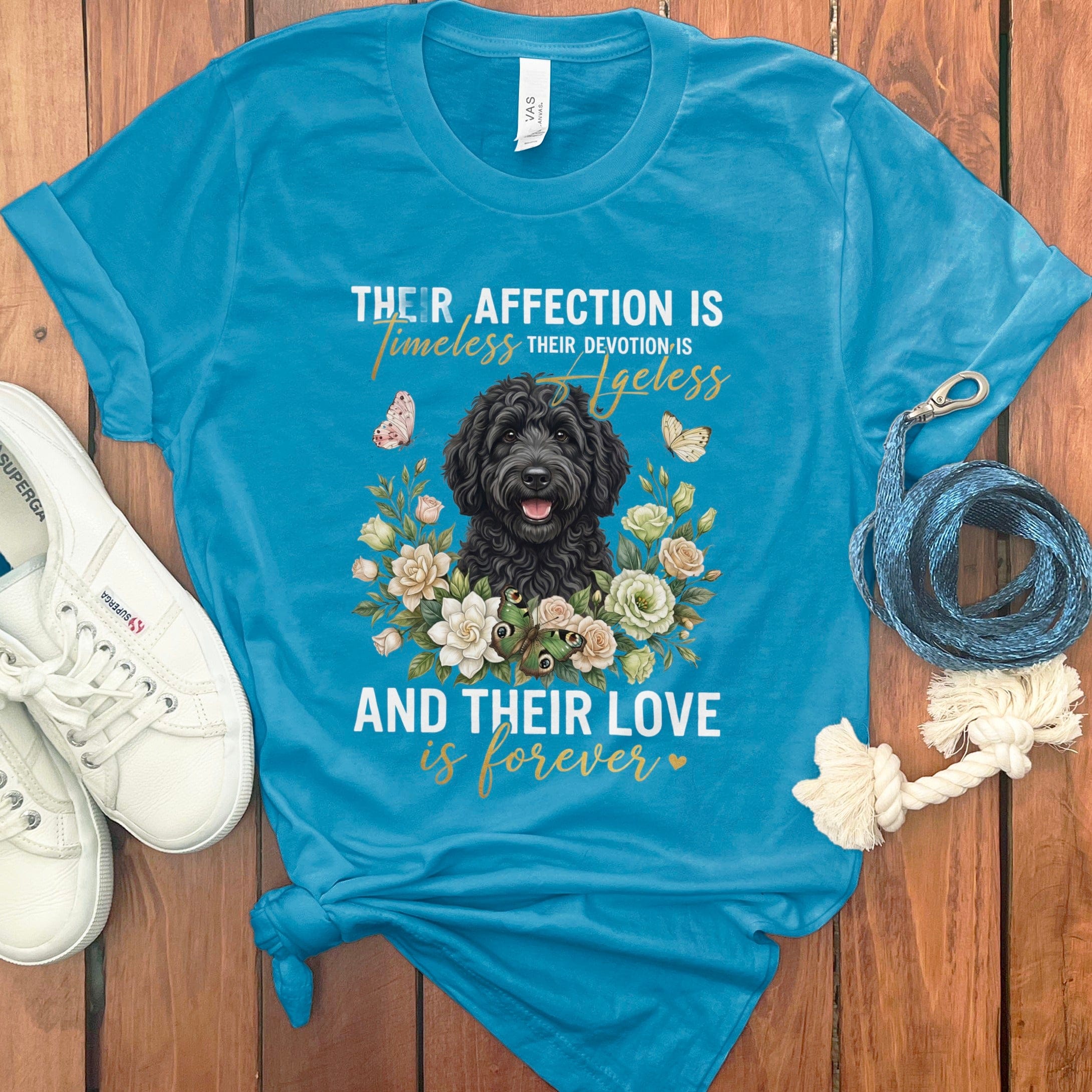 Black Doodle Affection T-Shirt in Aqua / M by Puppy Jo