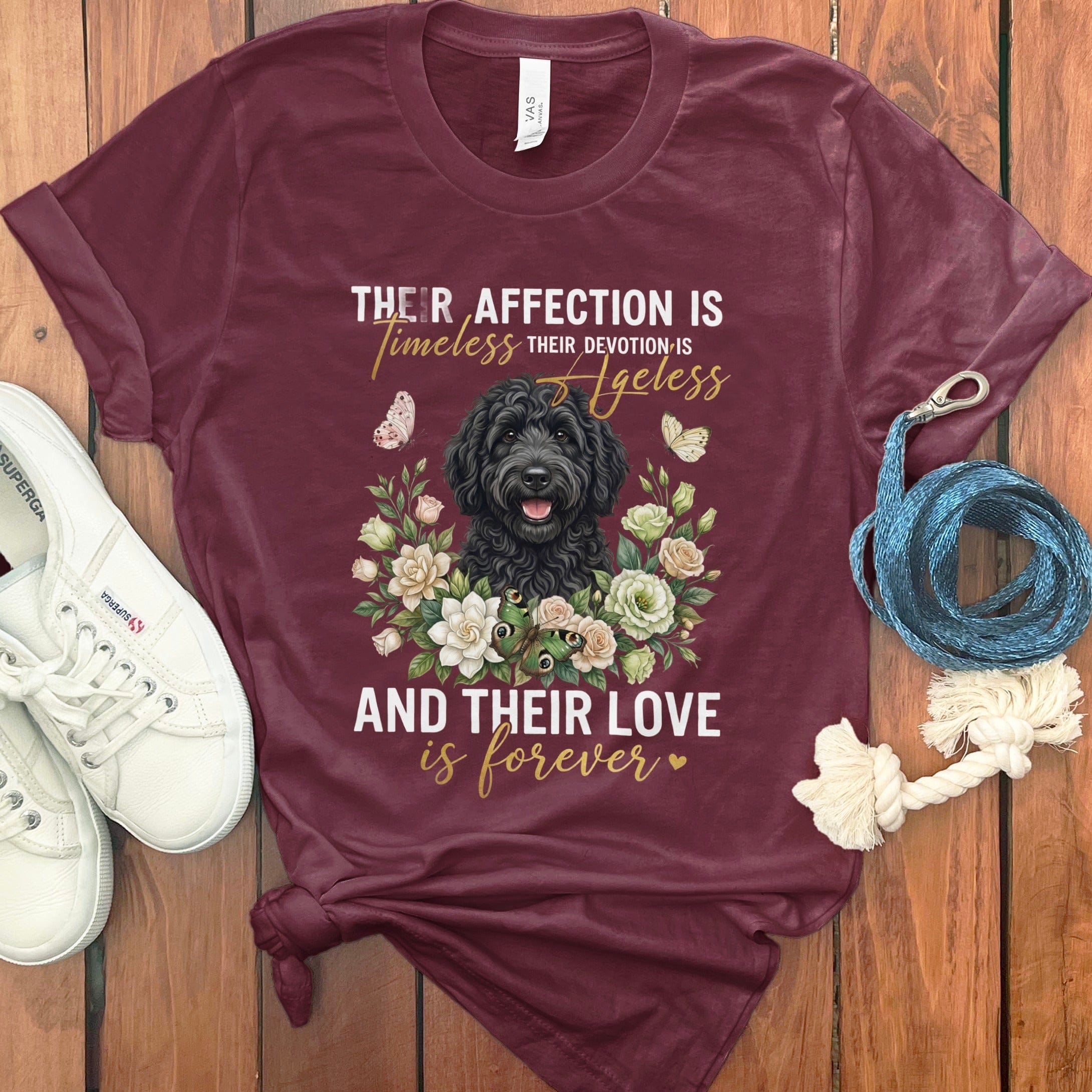 Black Doodle Affection T-Shirt in Maroon / M by Puppy Jo