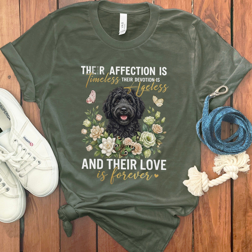 Black Doodle Affection T-Shirt in Military Green / M by Puppy Jo