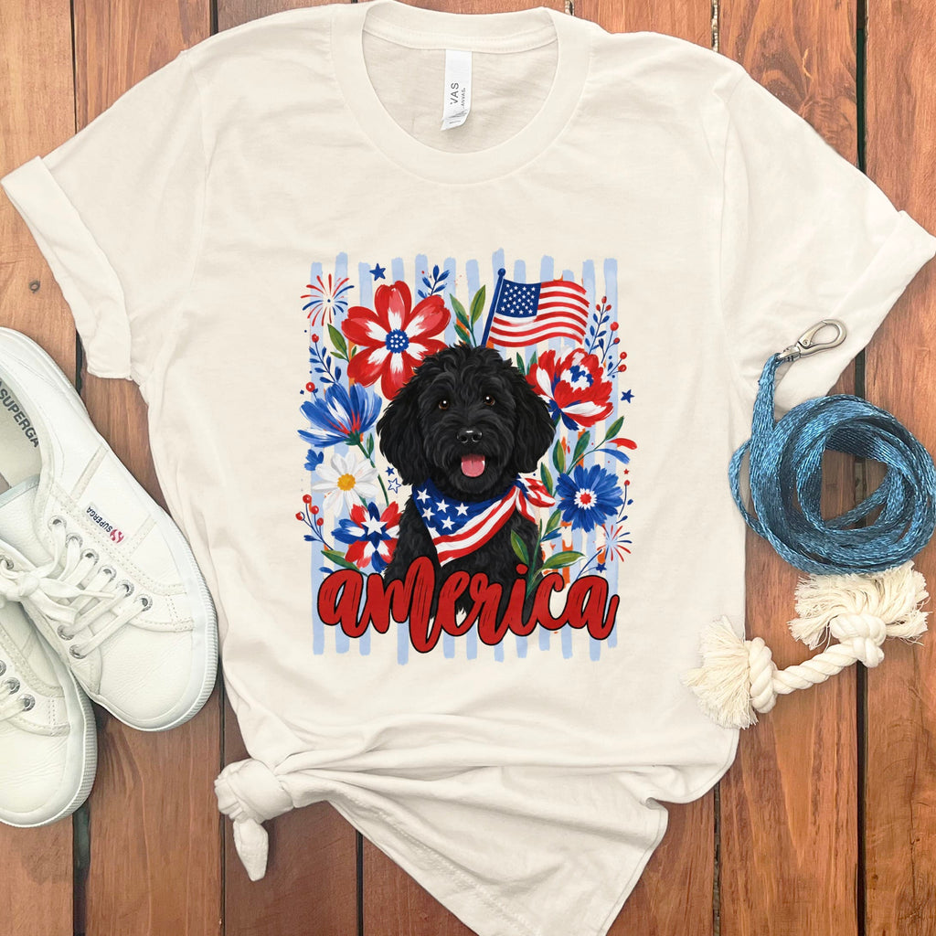 Black Doodle America T-Shirt in Natural / S by Puppy Jo