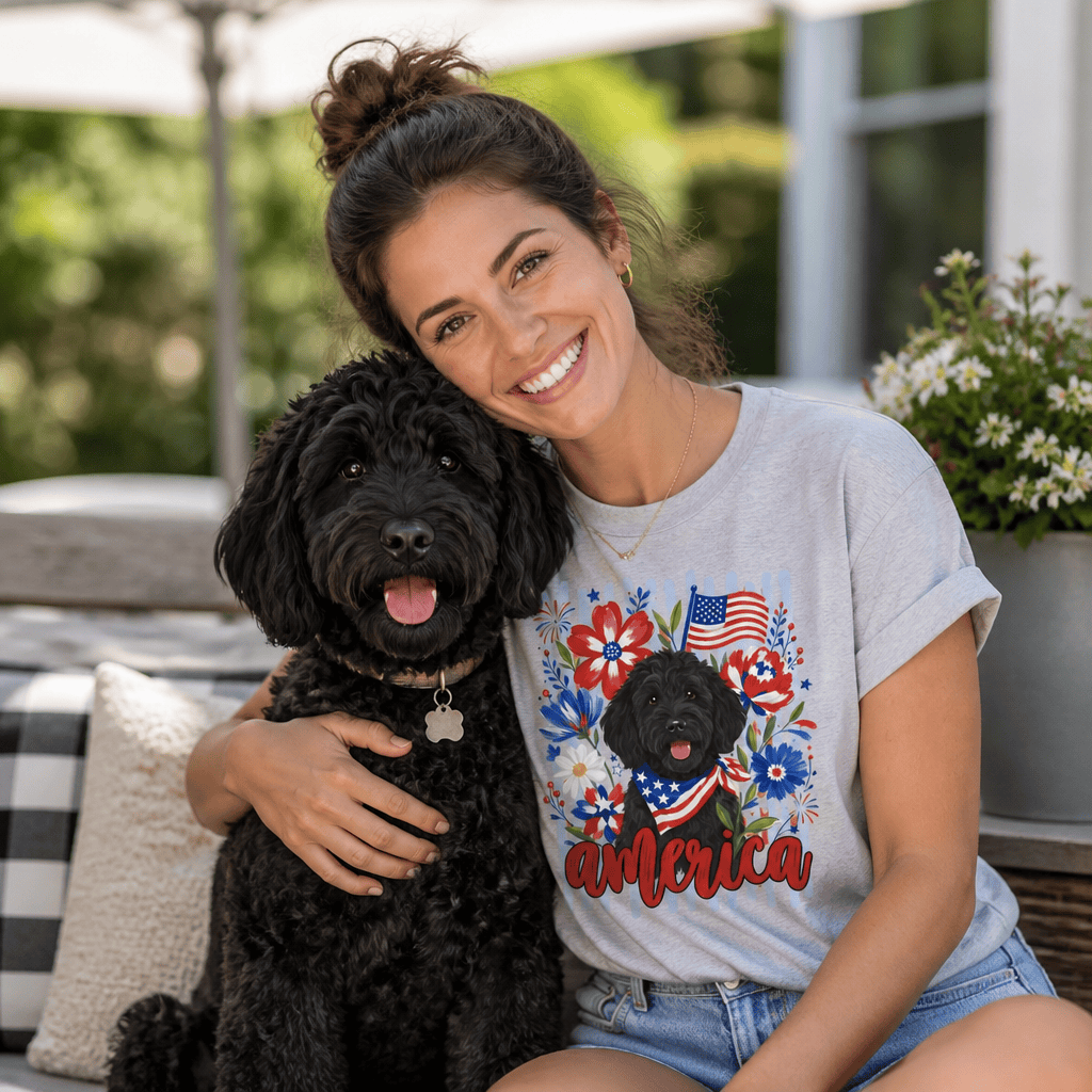 Black Doodle America T-Shirt in by Puppy Jo