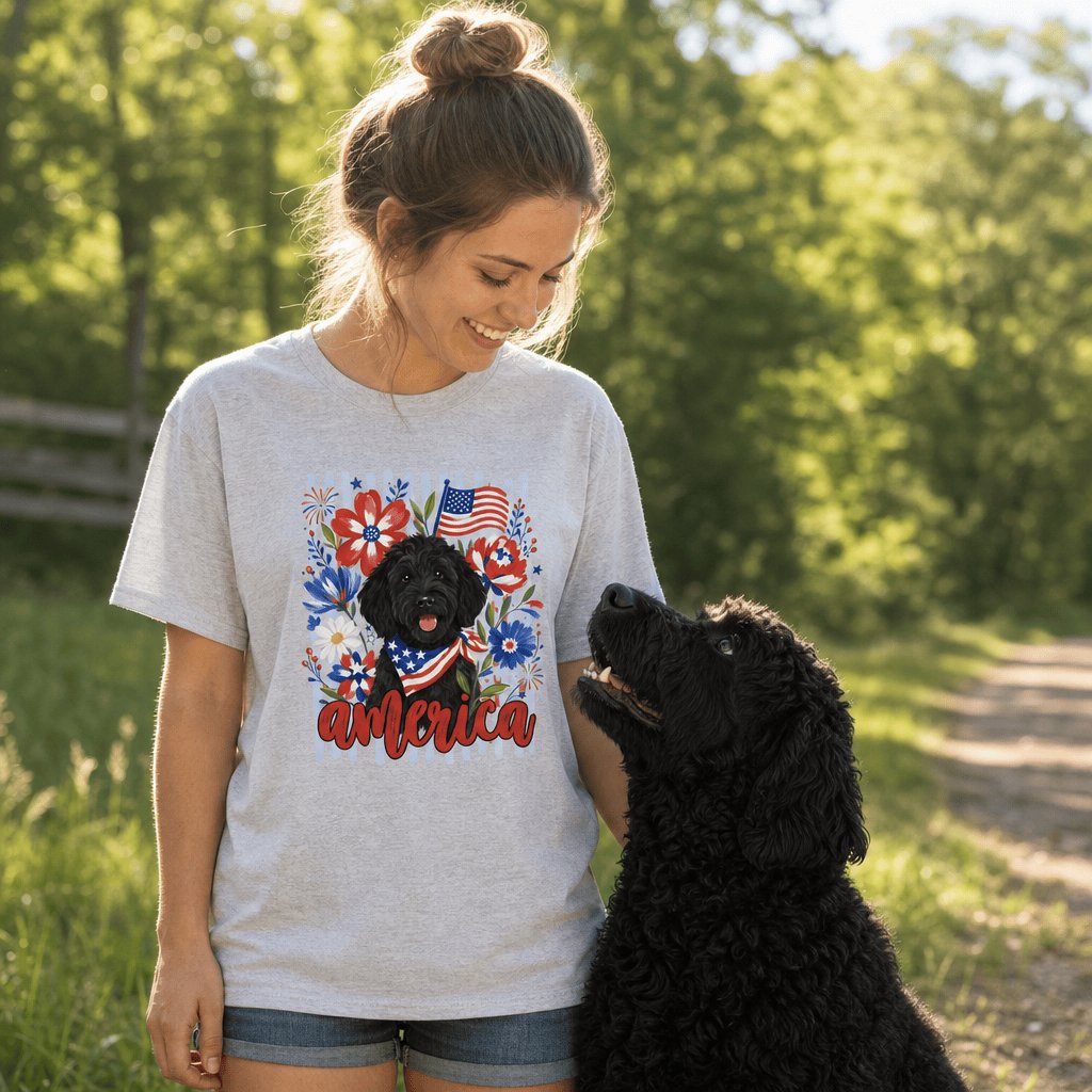 Black Doodle America T-Shirt in by Puppy Jo