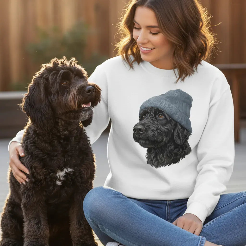 Black Doodle Blue Cap Sweatshirt in by Puppy Jo