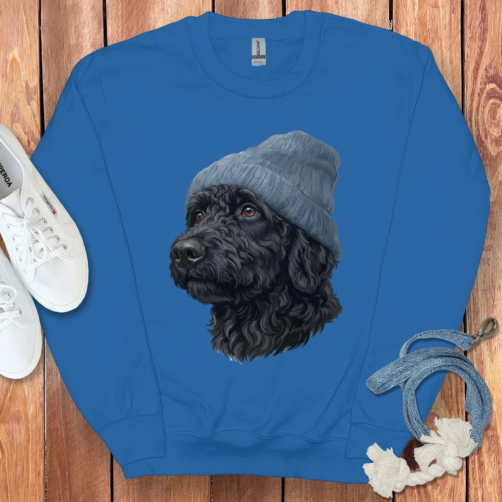 Black Doodle Blue Cap Sweatshirt in Royal / M / Sweatshirts #1 by Puppy Jo