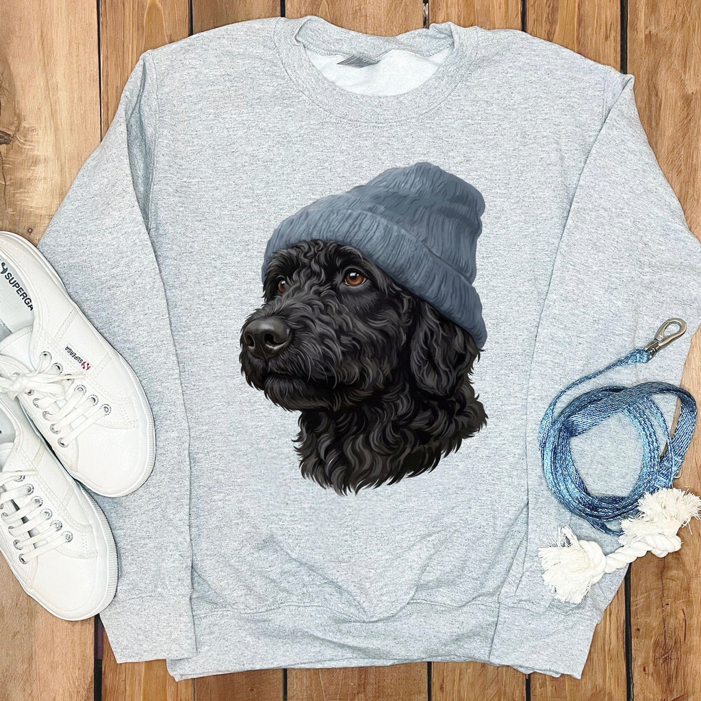 Black Doodle Blue Cap Sweatshirt in Sport Grey / M / Sweatshirts by Puppy Jo