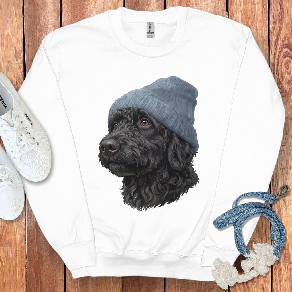 Black Doodle Blue Cap Sweatshirt in White / M / Sweatshirts by Puppy Jo