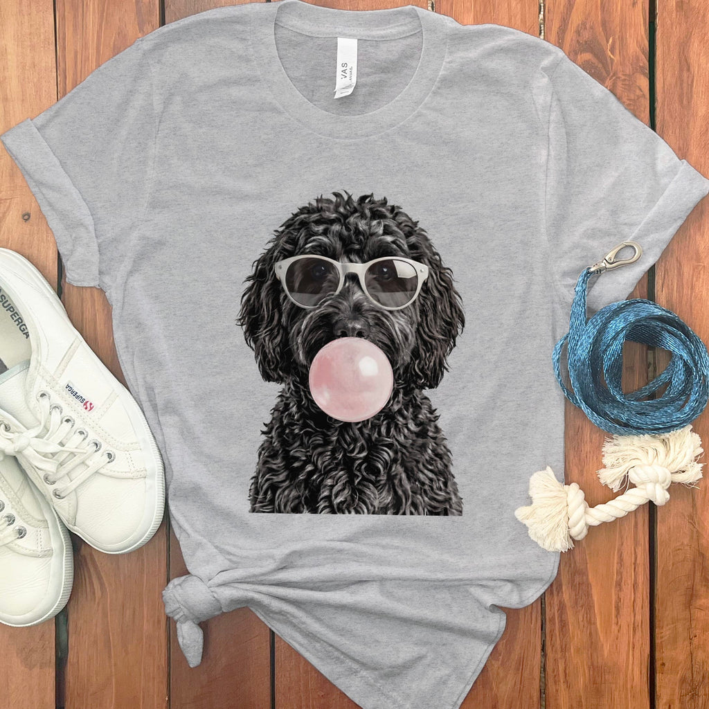 Black Doodle Bubblegum T-Shirt in Athletic Heather / S by Puppy Jo