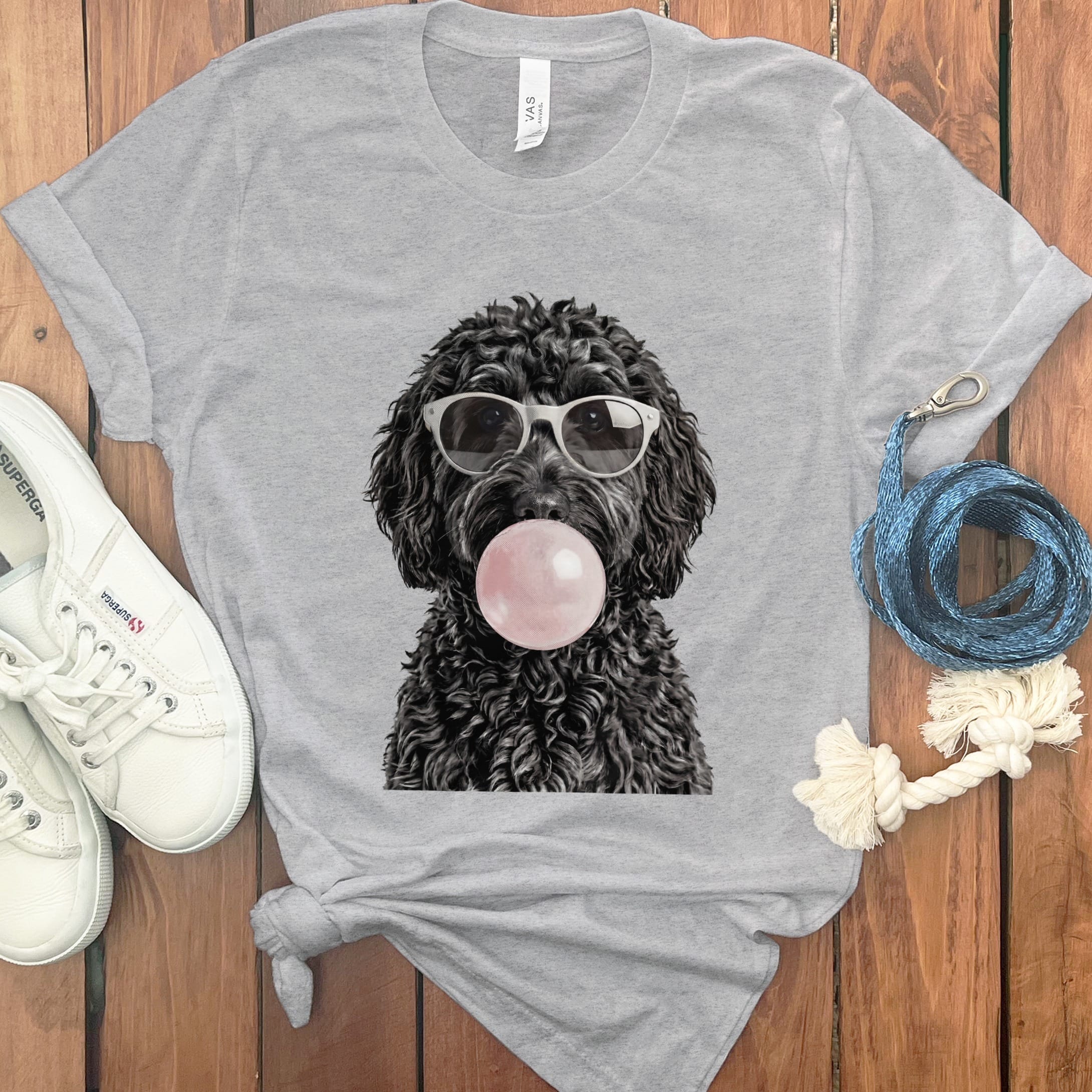 Black Doodle Bubblegum T-Shirt in Athletic Heather / S by Puppy Jo