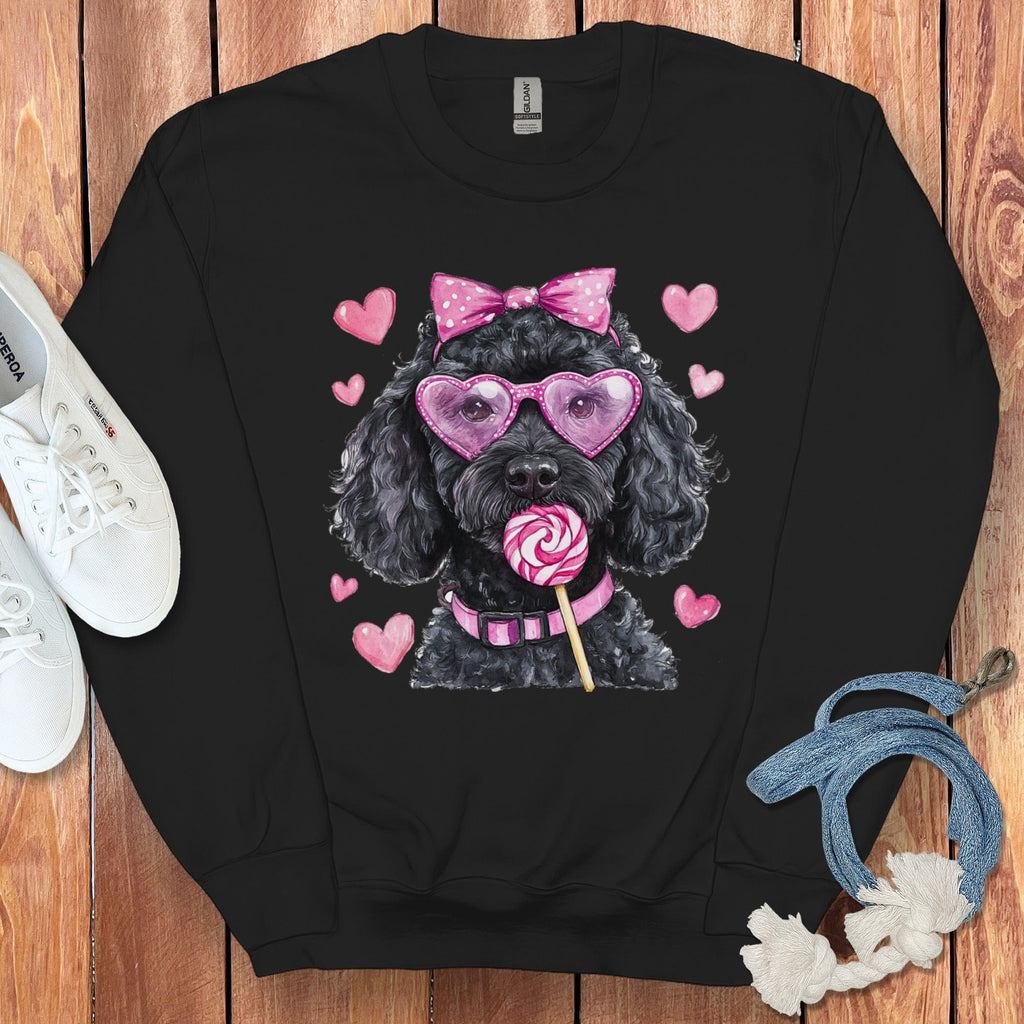 Black Doodle Coquette Sweatshirt in Black / S by Puppy Jo