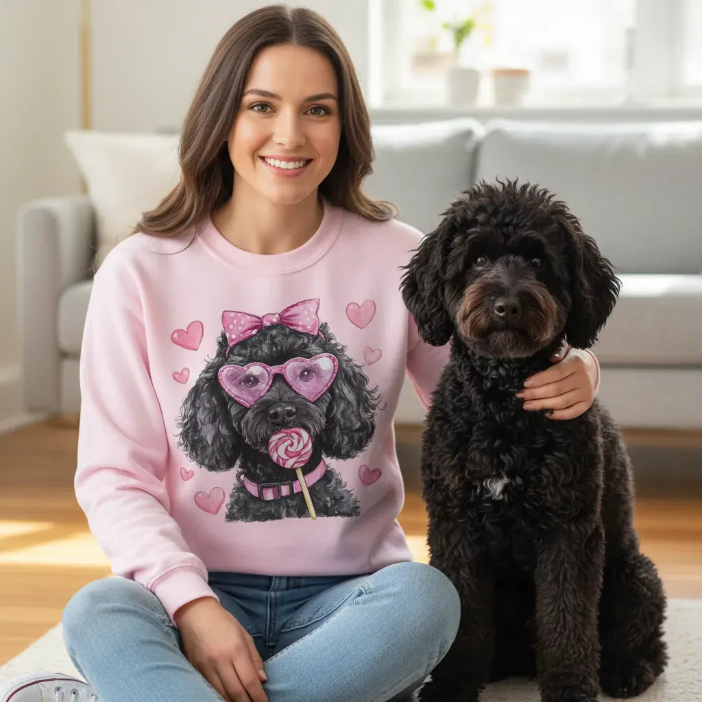 Black Doodle Coquette Sweatshirt in by Puppy Jo