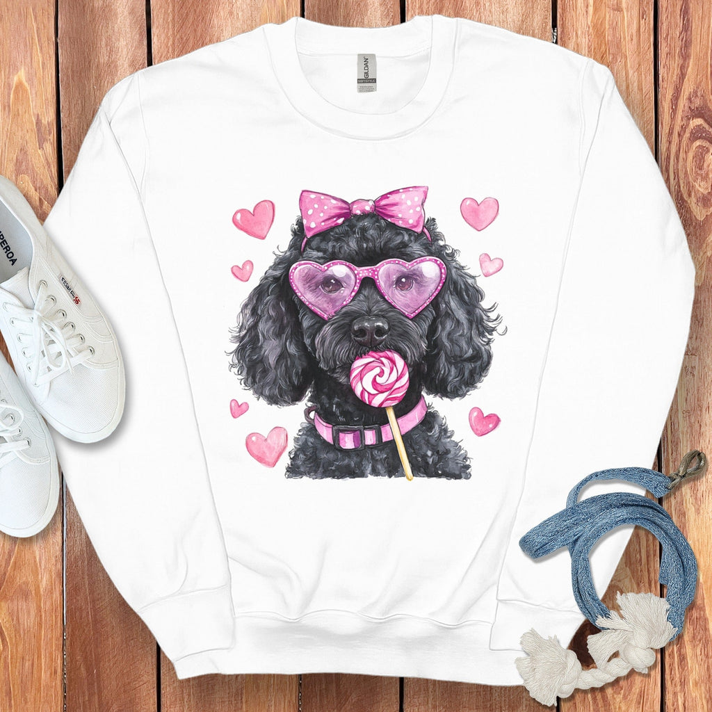 Black Doodle Coquette Sweatshirt in White / S by Puppy Jo