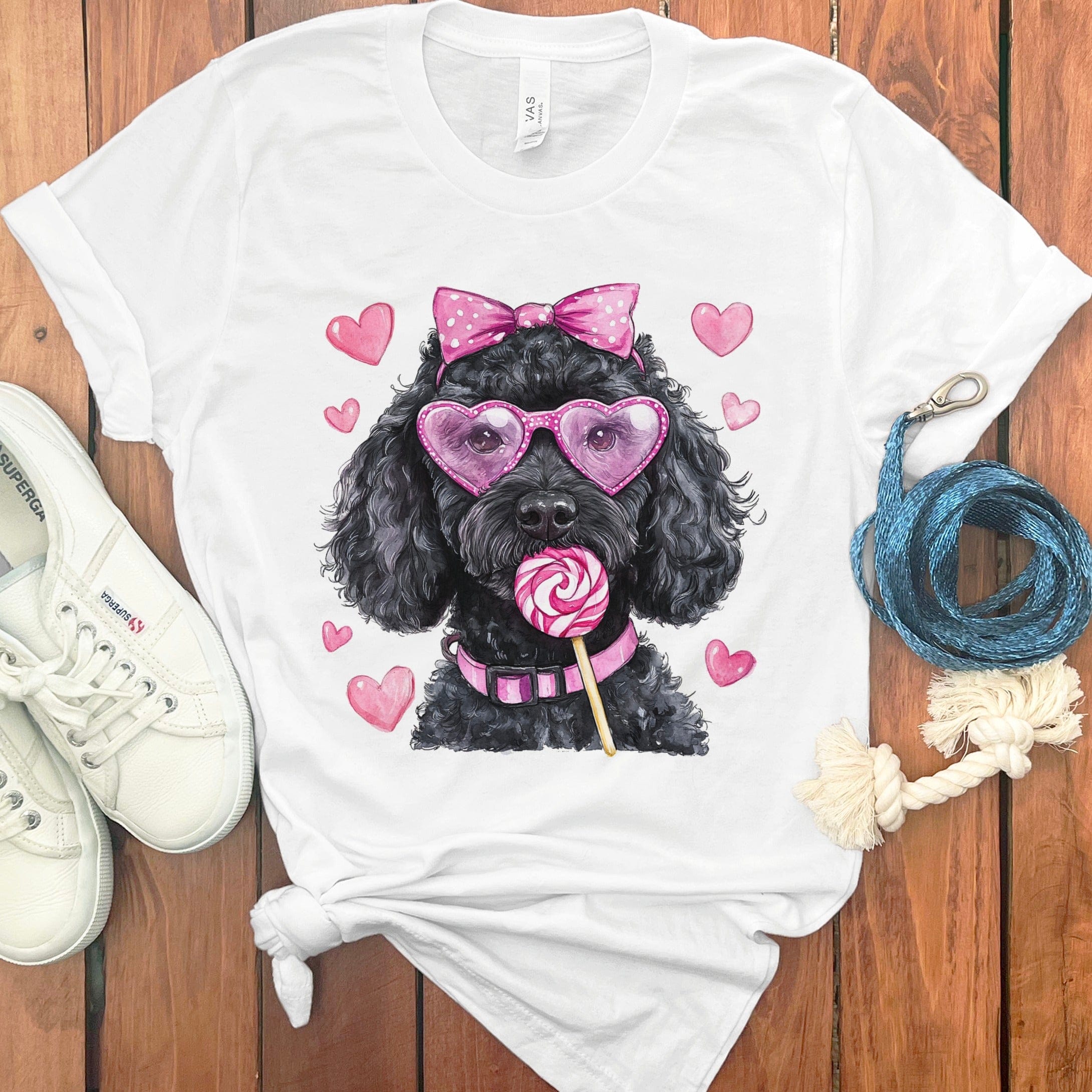 Black Doodle Coquette T-Shirt in White / S by Puppy Jo