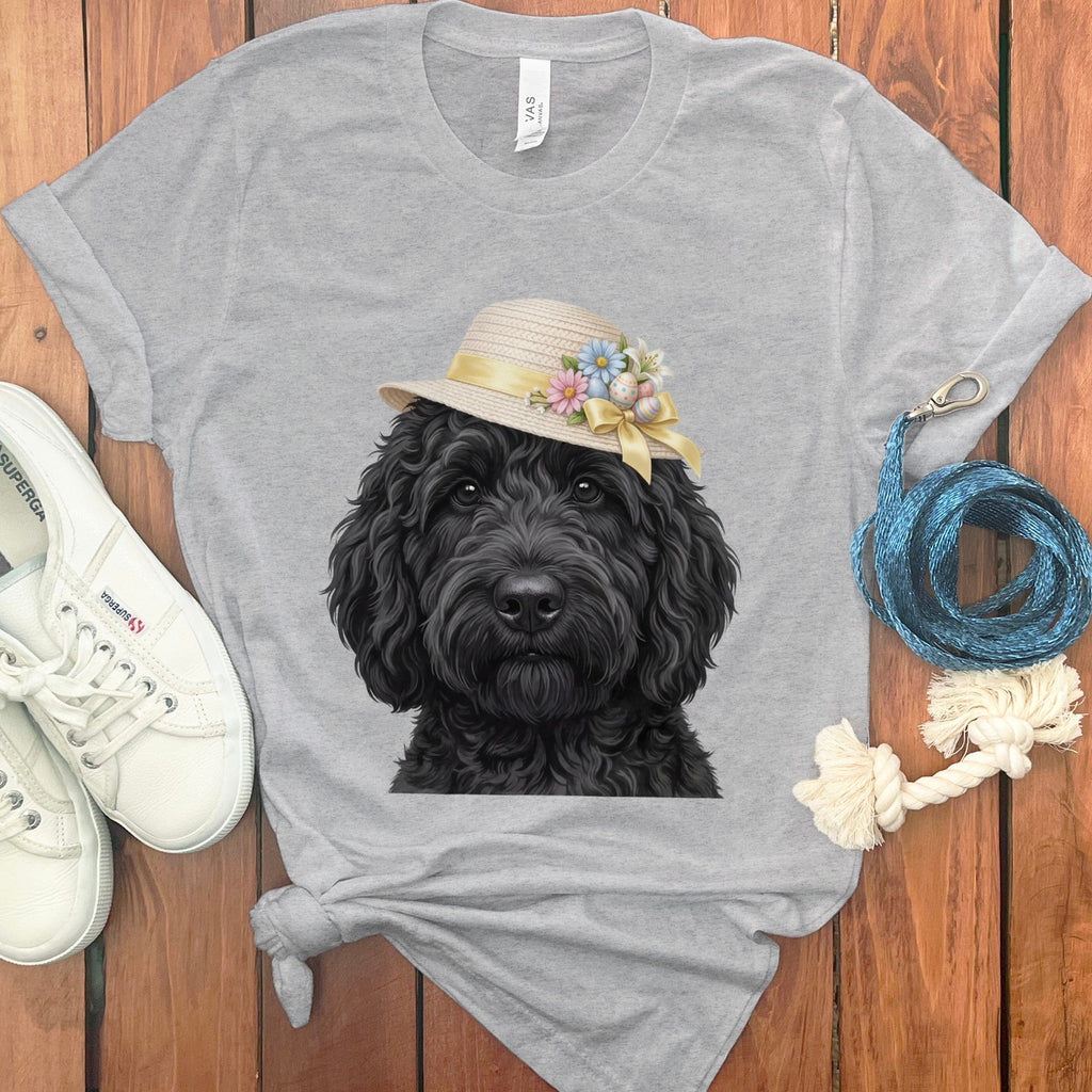 Black Doodle Easter T-Shirt in Athletic Heather / M by Puppy Jo