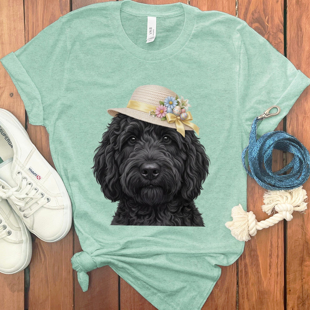Black Doodle Easter T-Shirt in Heather Mint / M by Puppy Jo