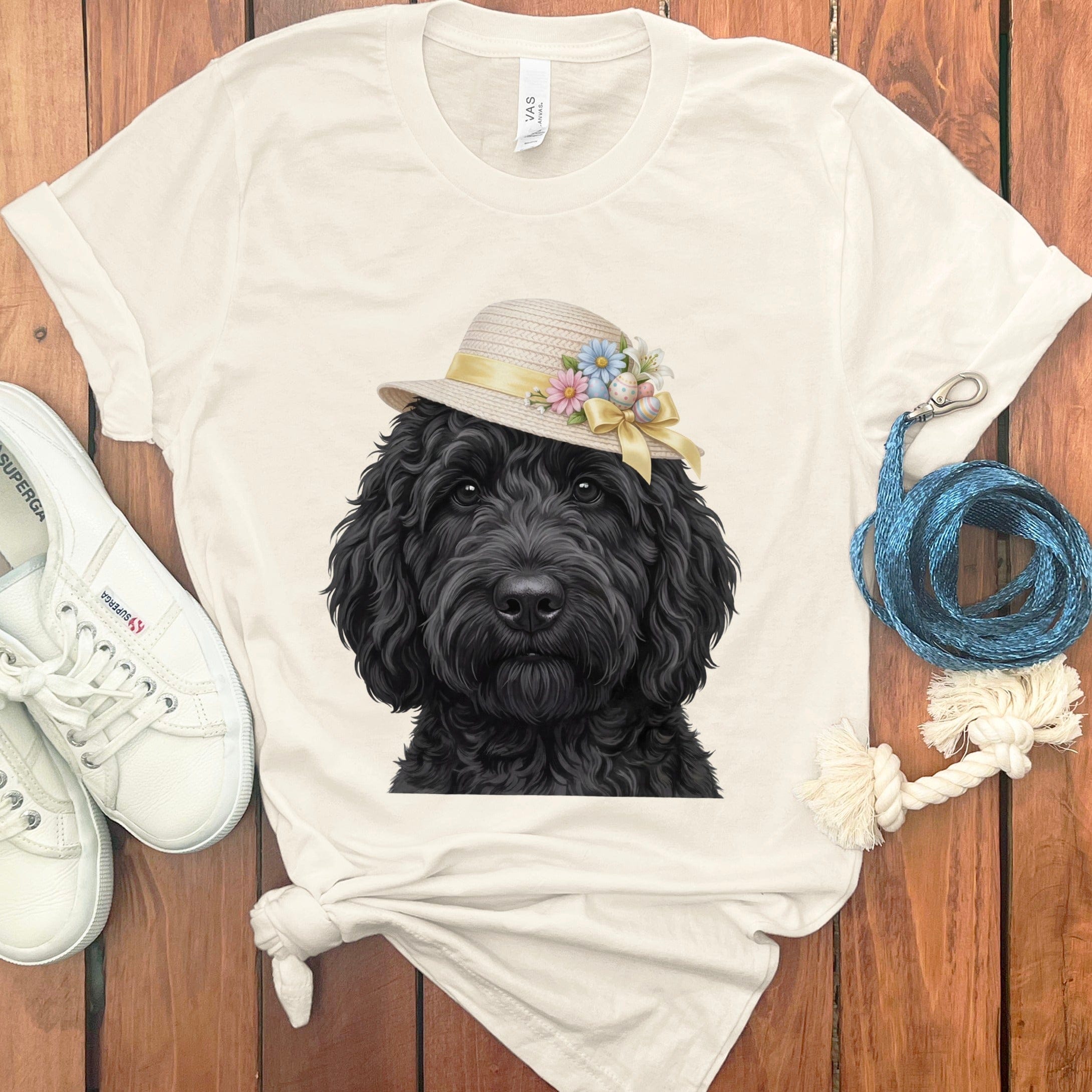 Black Doodle Easter T-Shirt in Natural / M by Puppy Jo