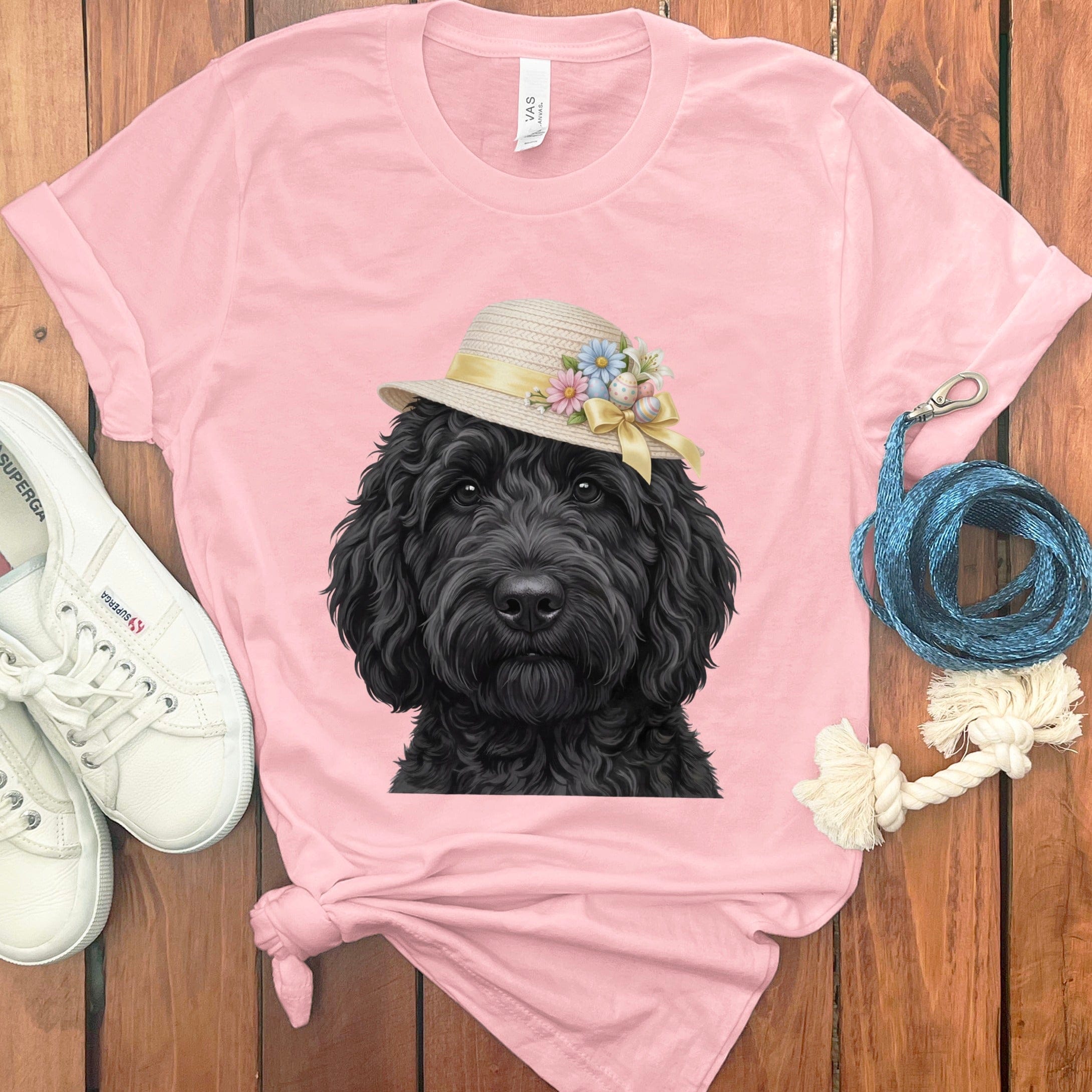 Black Doodle Easter T-Shirt in Pink / M by Puppy Jo
