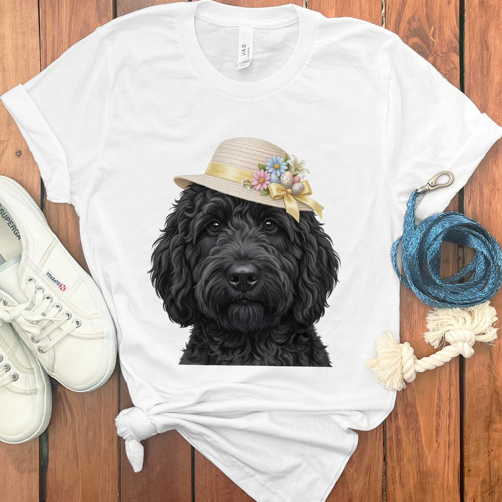 Black Doodle Easter T-Shirt in White / M by Puppy Jo