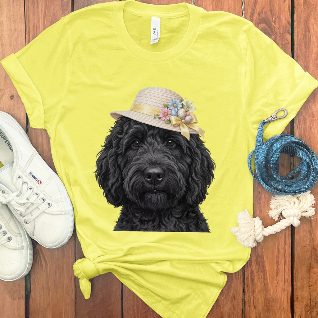 Black Doodle Easter T-Shirt in Yellow / M by Puppy Jo