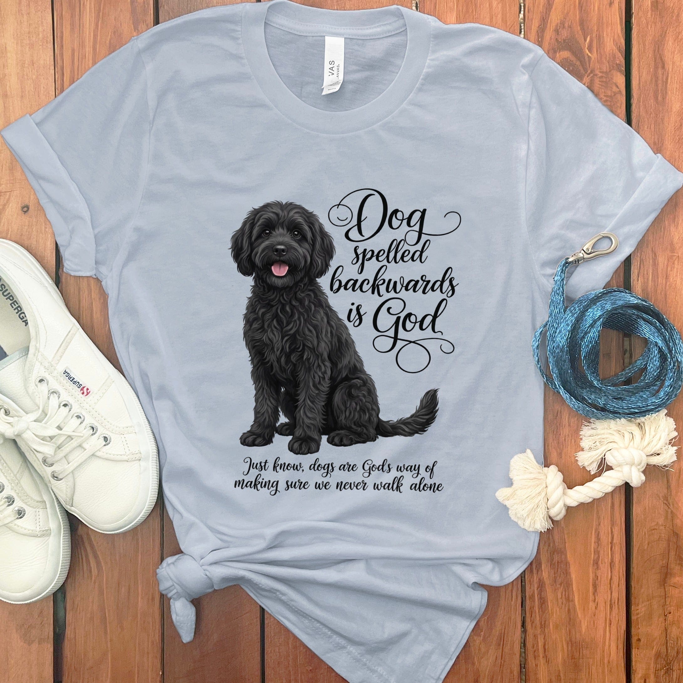 Black Doodle God T-Shirt in Light Blue / S by Puppy Jo