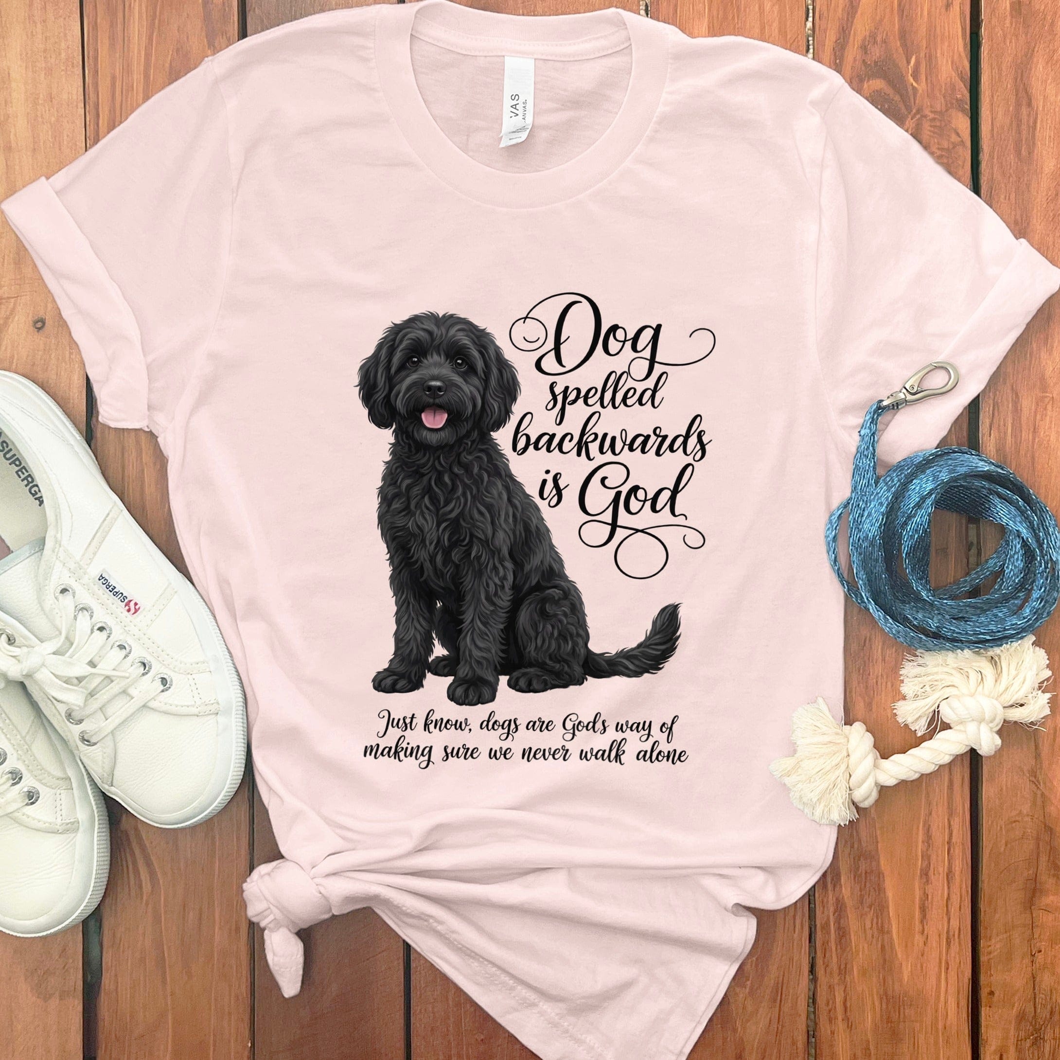 Black Doodle God T-Shirt in Soft Pink / S by Puppy Jo