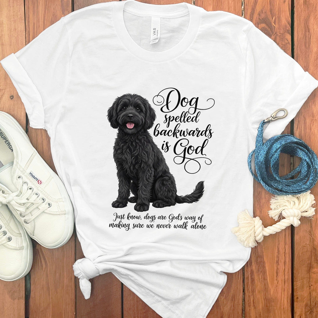 Black Doodle God T-Shirt in White / S by Puppy Jo