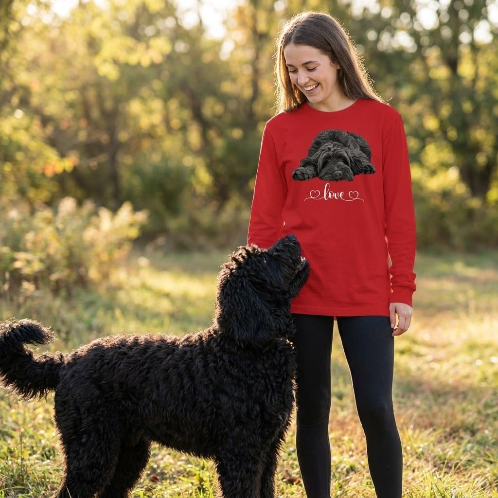 Black Doodle Heart Long Sleeve T-Shirt in by Puppy Jo